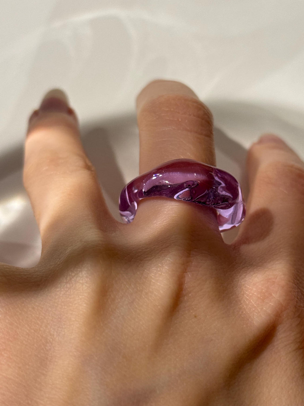 Chunky Purple Glass Ring