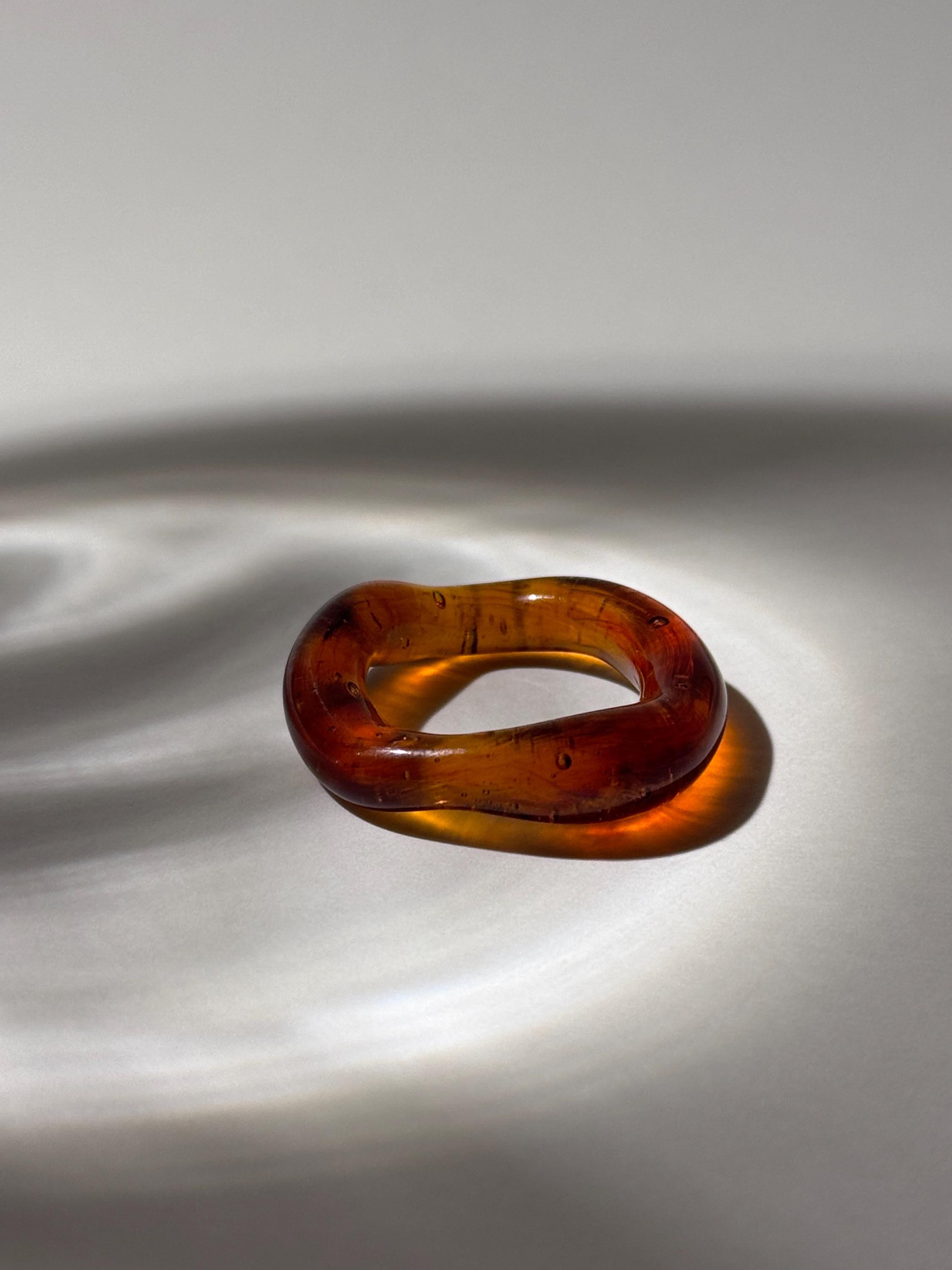 Salted caramel coloured Glass Ring