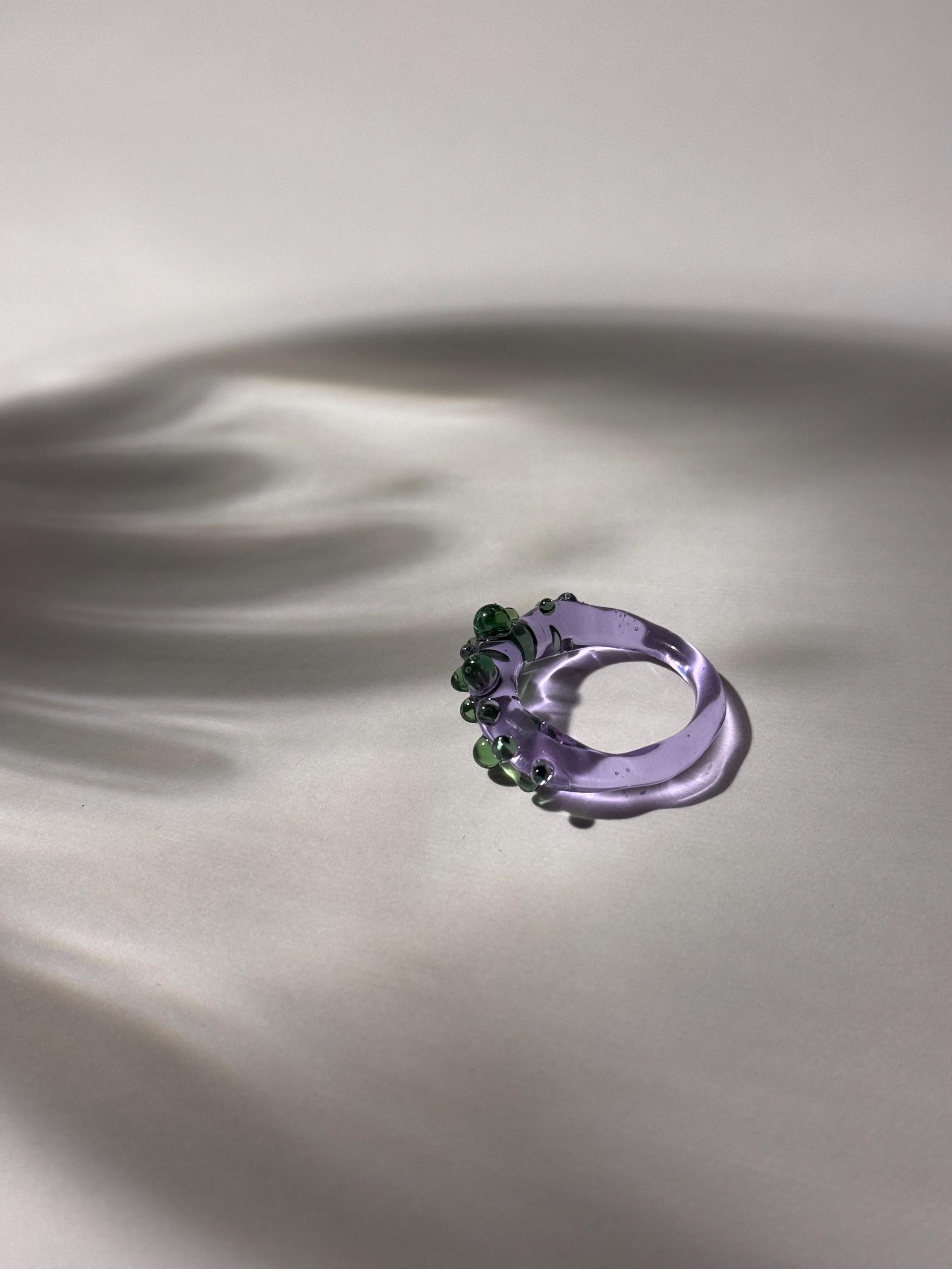 Purple and green dotted Glass Ring