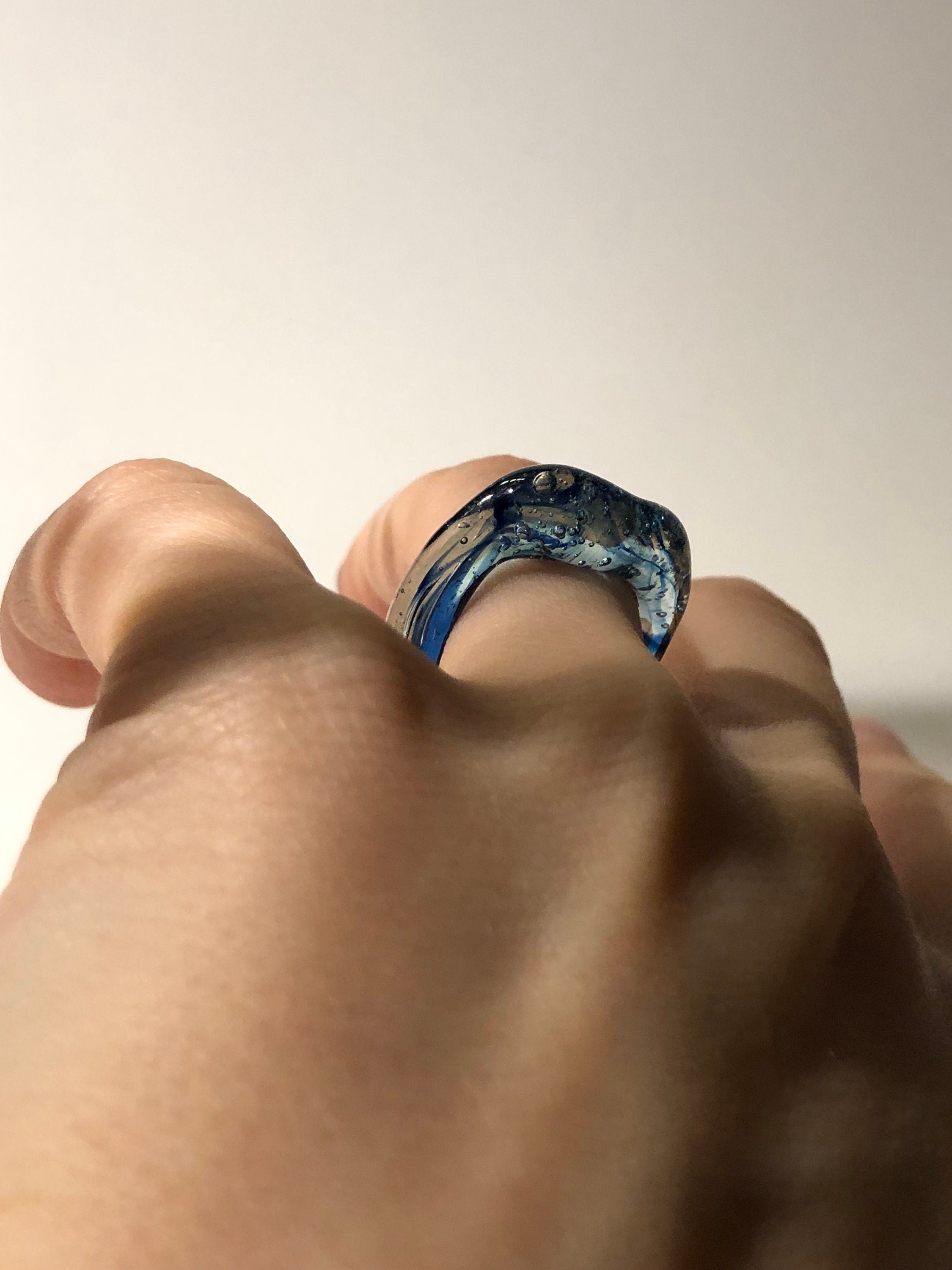 Ocean blue Glass Ring