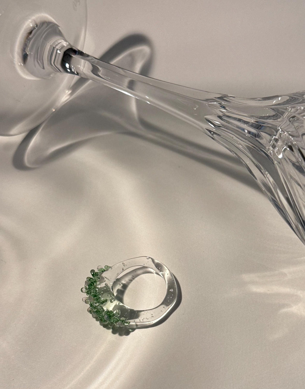 Green and rose sprinkled Glass Ring