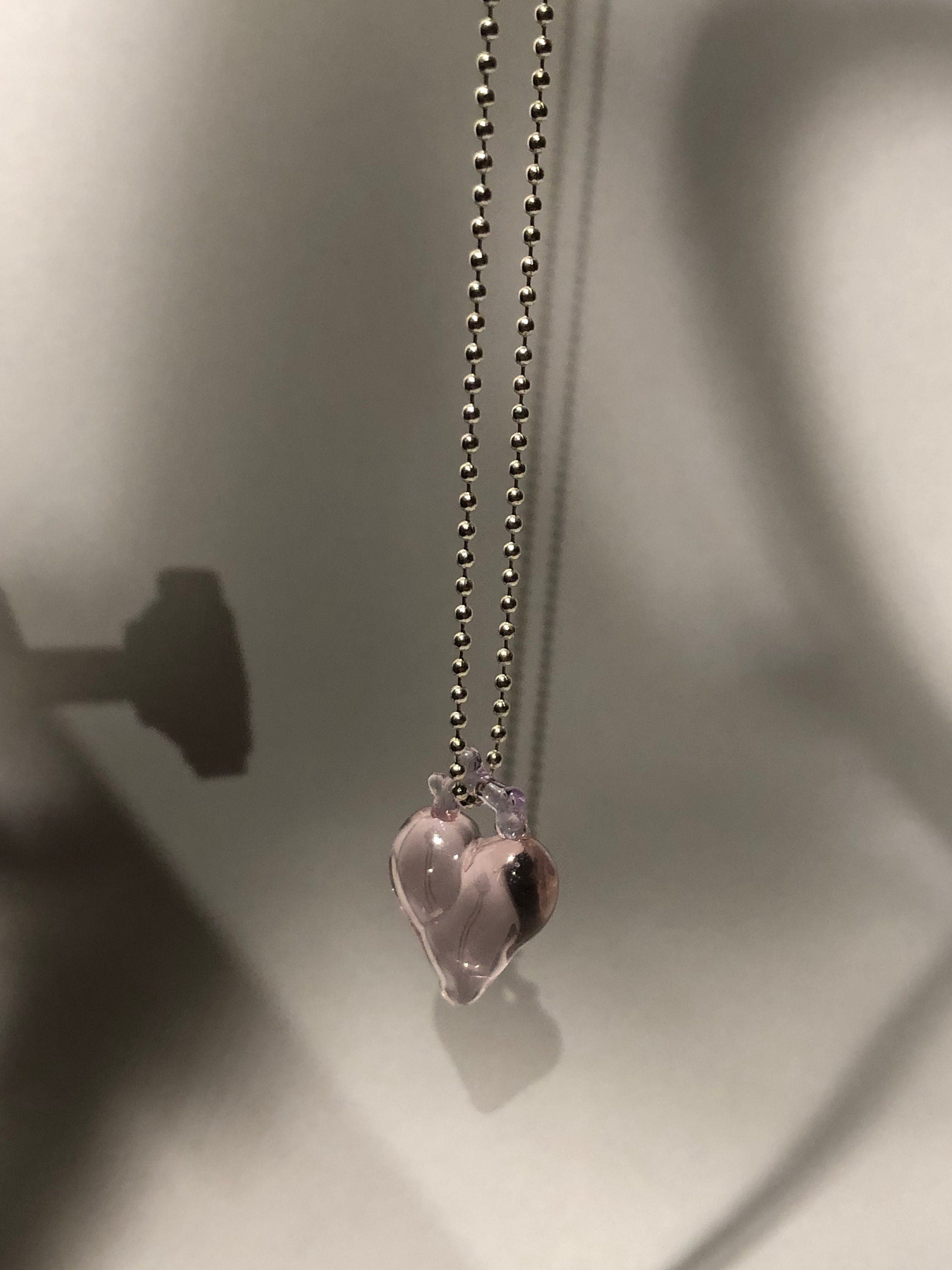 Rose Glass Heart Necklace