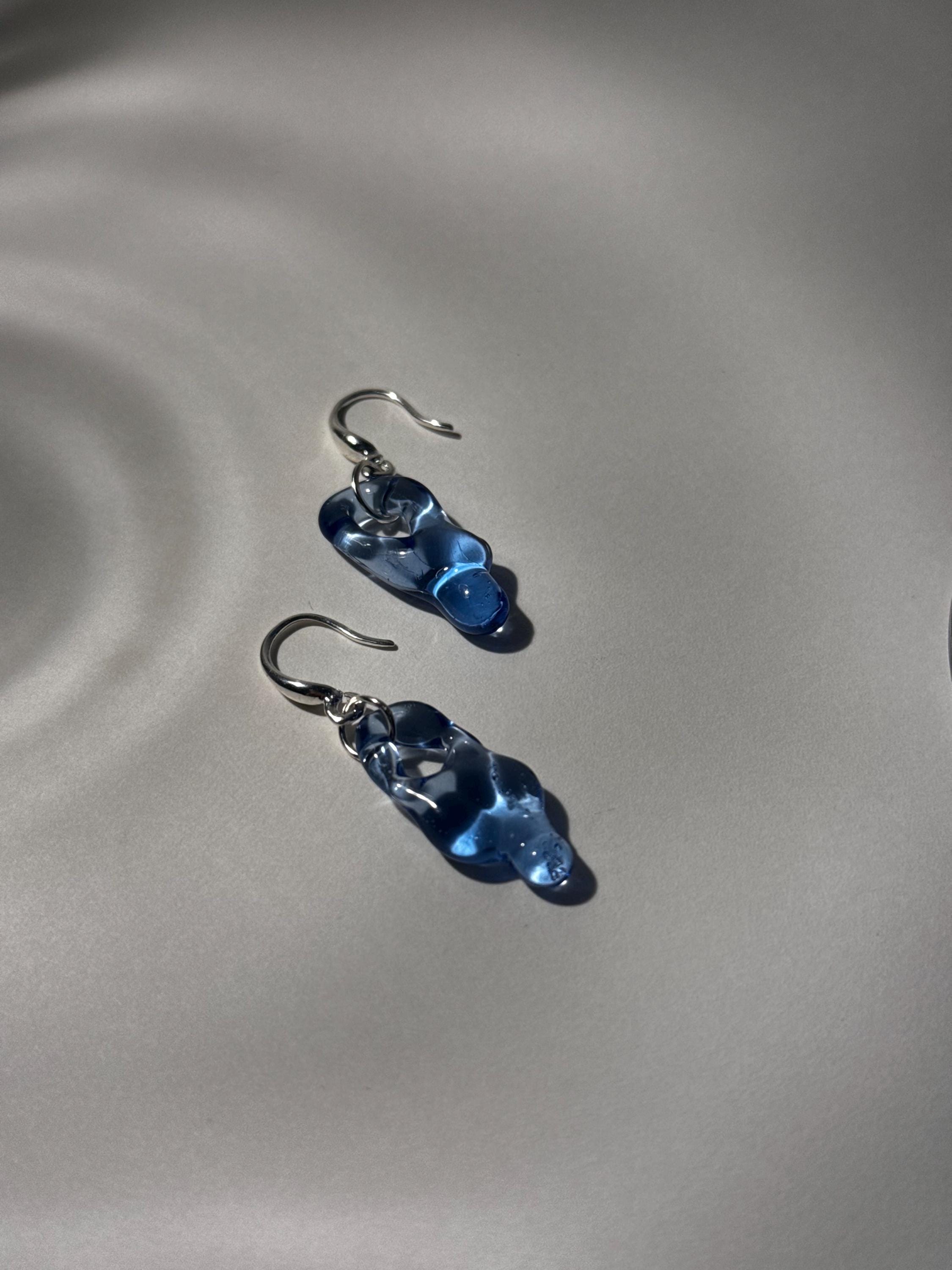 Blue Raindrop Glass Earrings