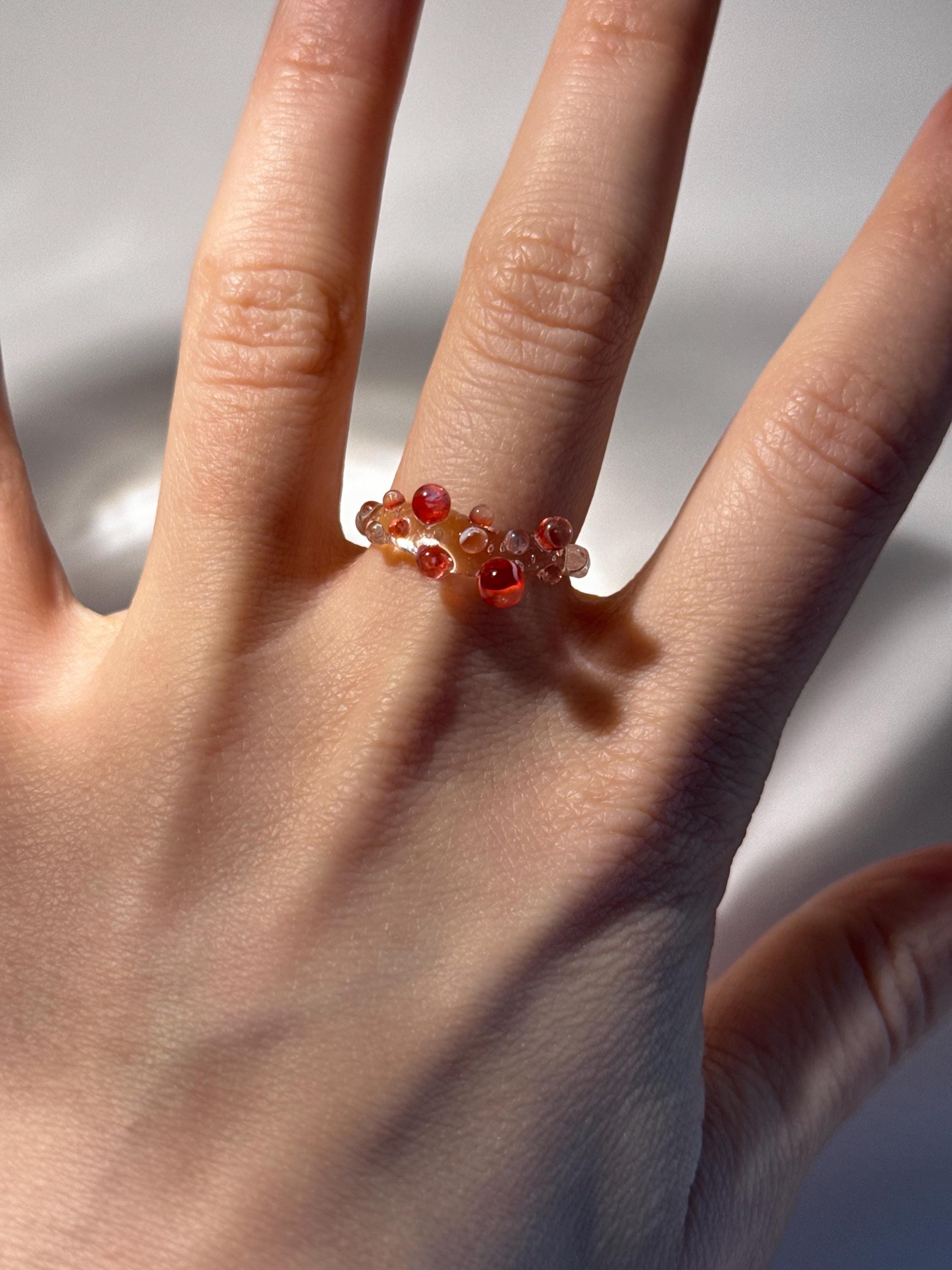 Red dotted Glass Ring