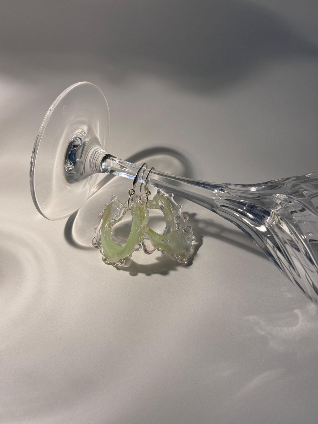 Organic Rose & Mint swirl Glass Earrings