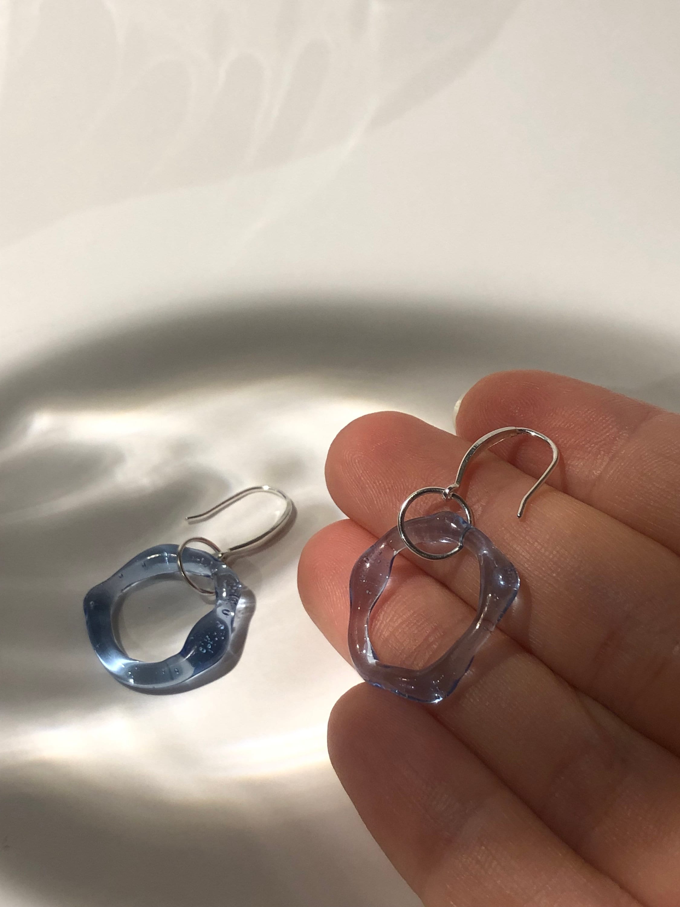Blue circle Glass Earrings