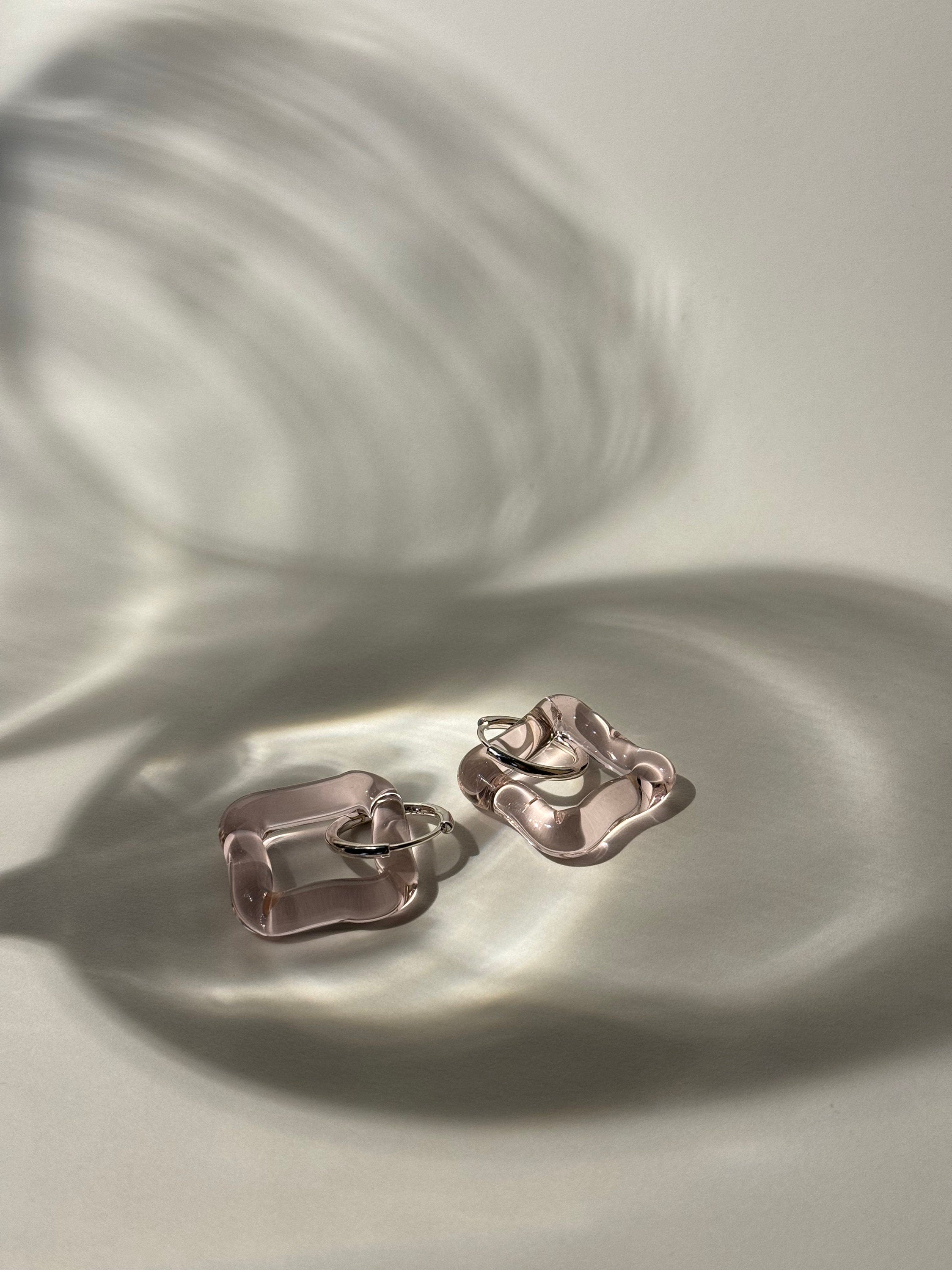 Square Rose Hoop Earrings