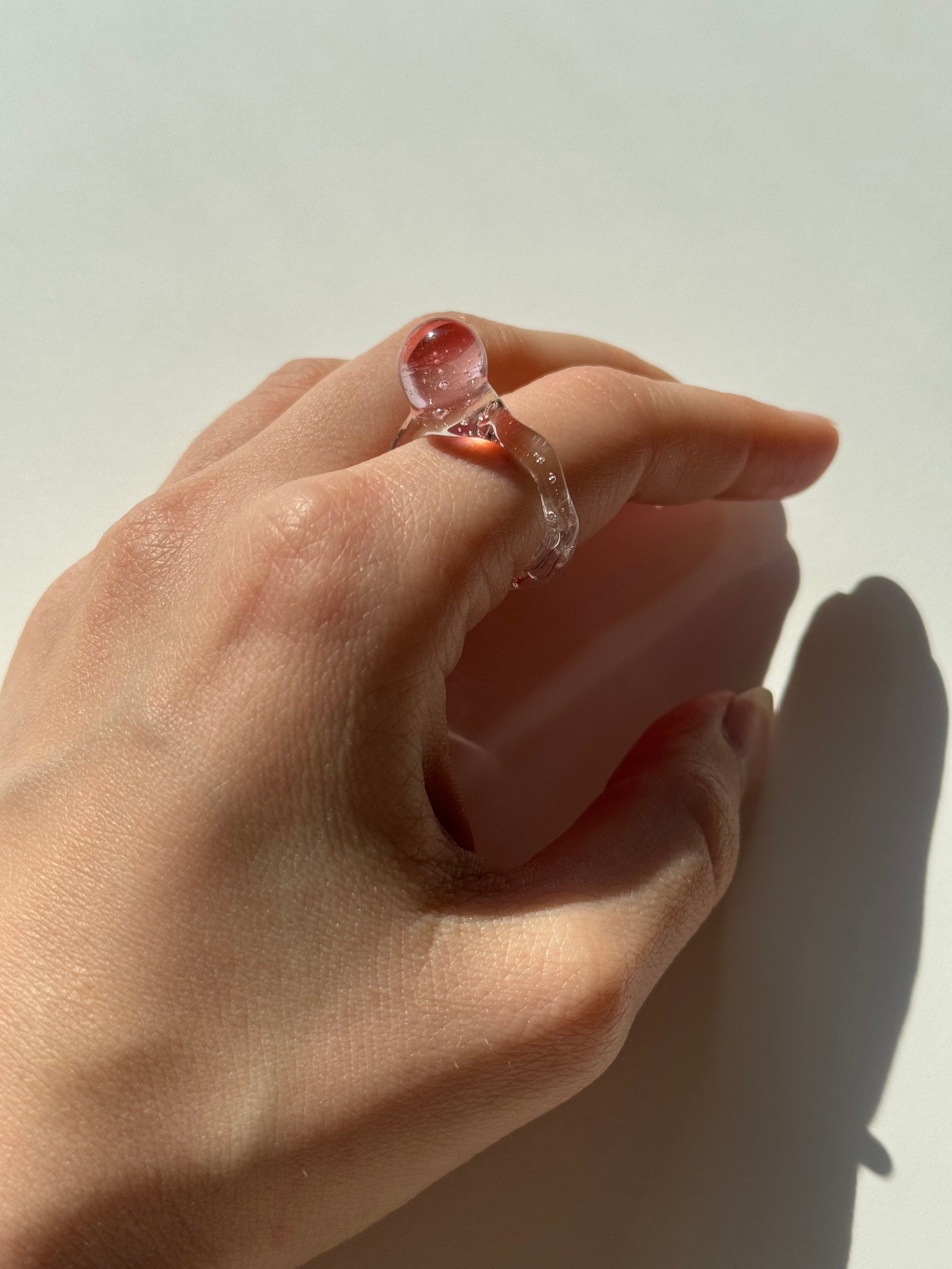 Red and Rose Layered  Glass Ring