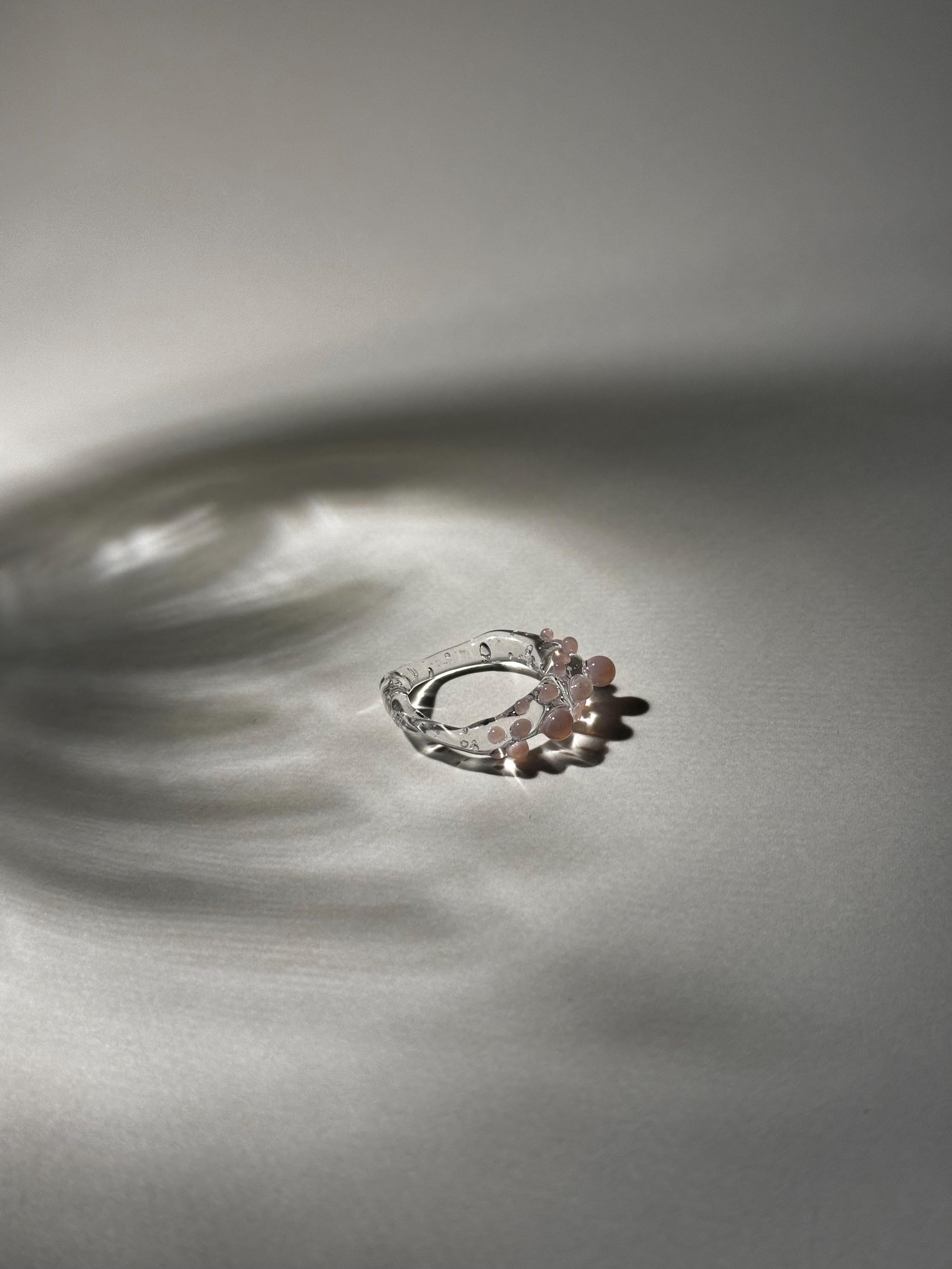 Tiny Pink Bubbles Glass Ring