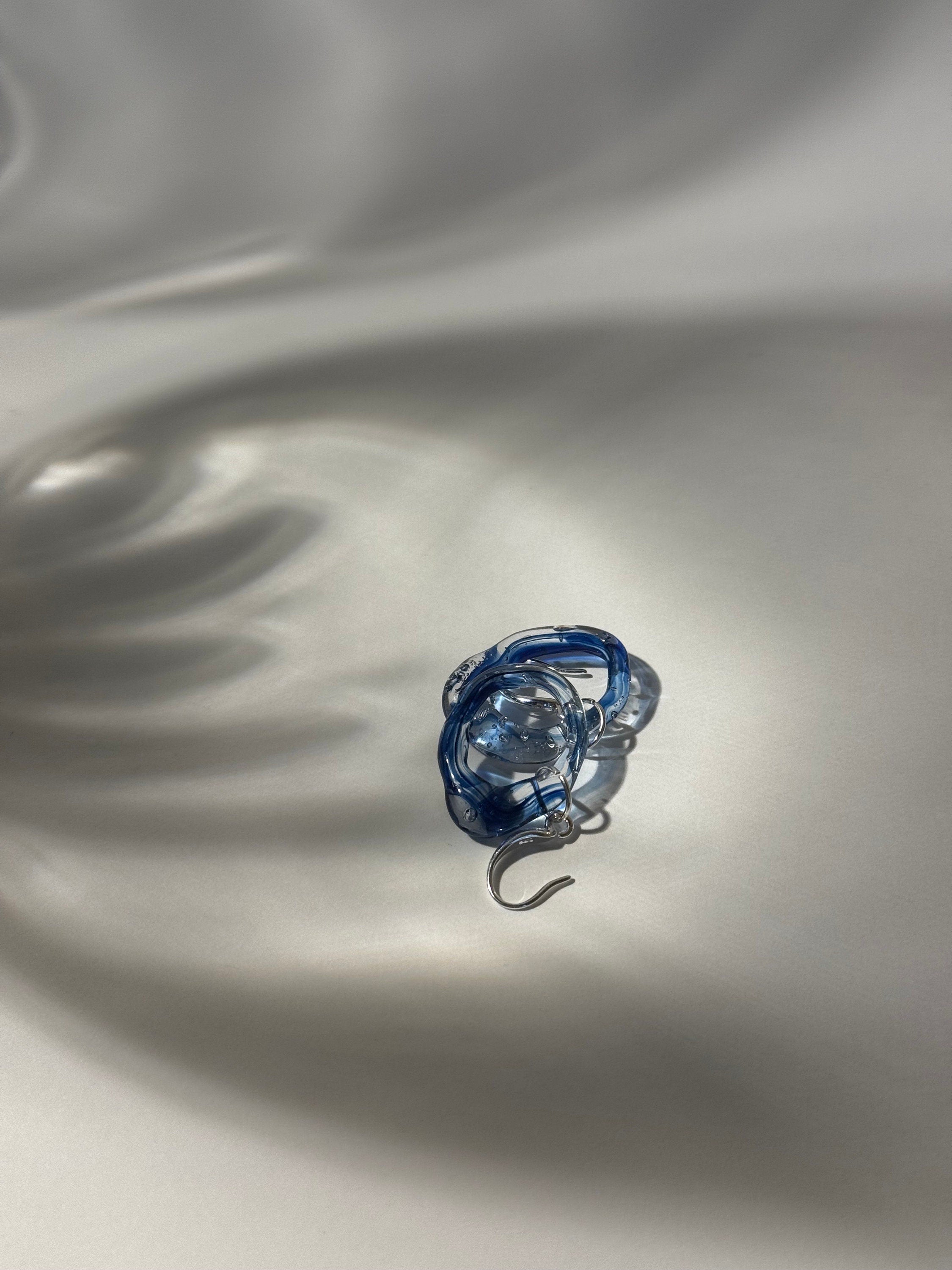 Blue swirling Glass Earrings