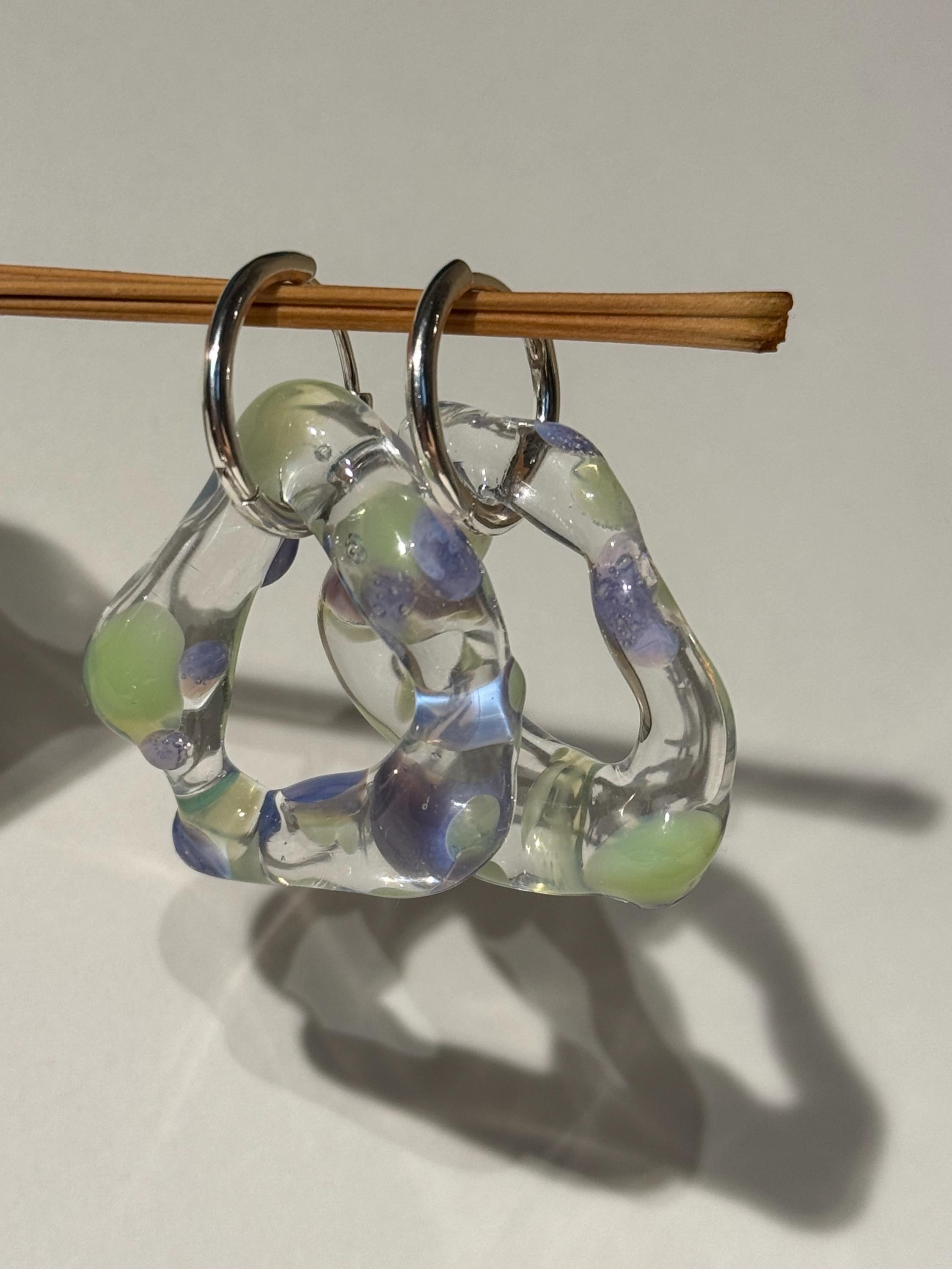Squishy Green and Lilac Dotted Hoops