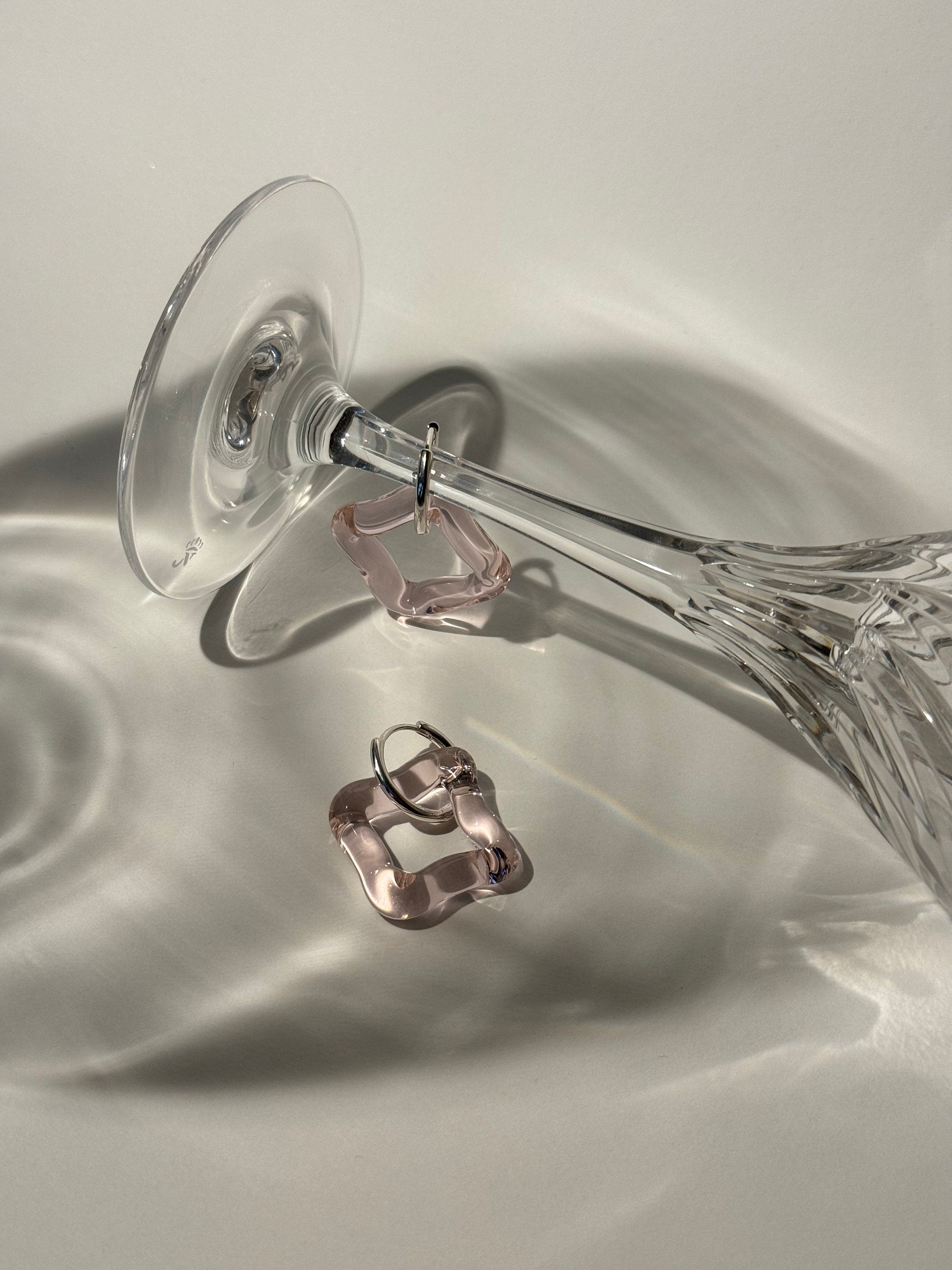 Square Rose Hoop Earrings