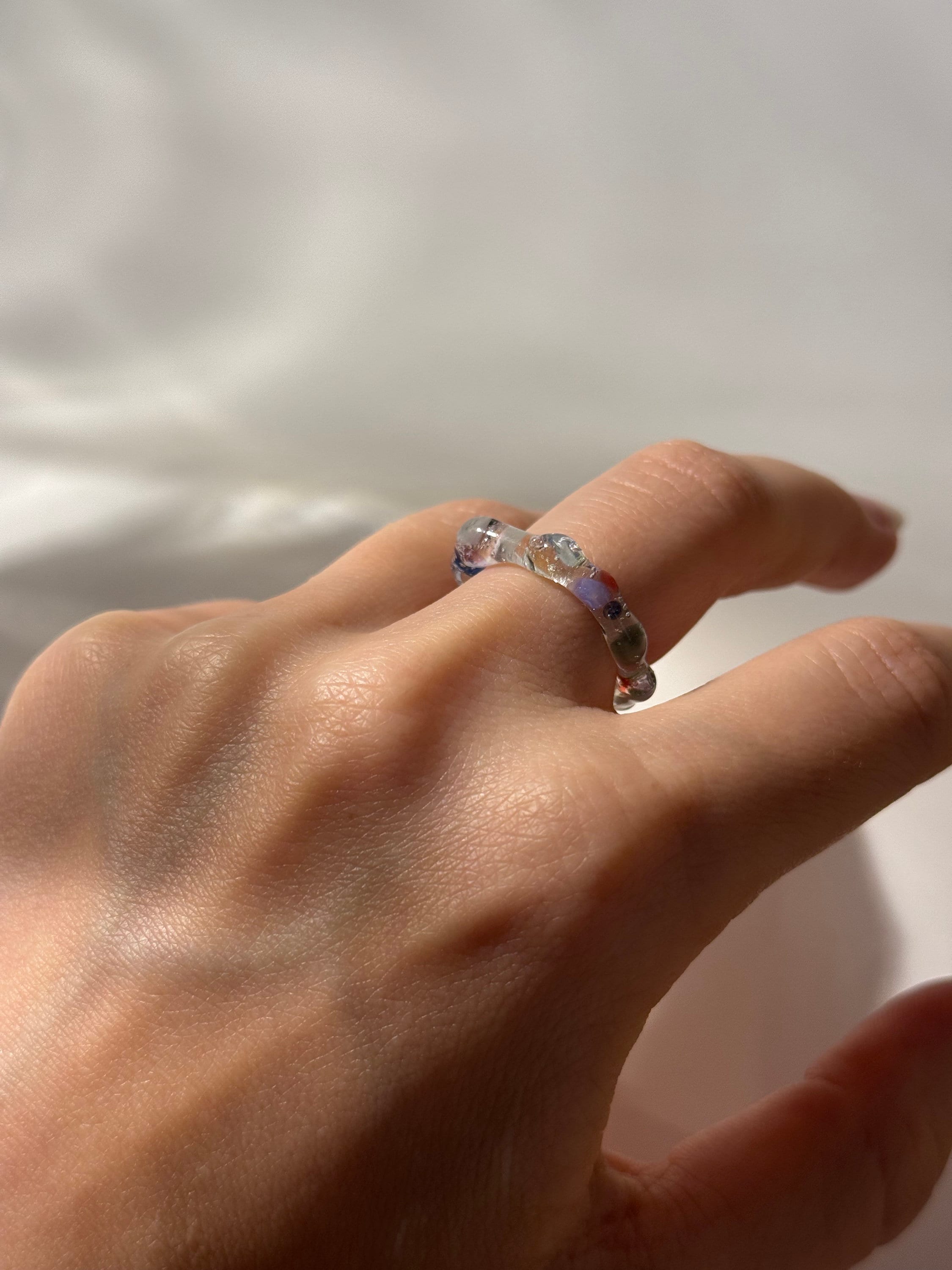Colorful Clear Glass Ring