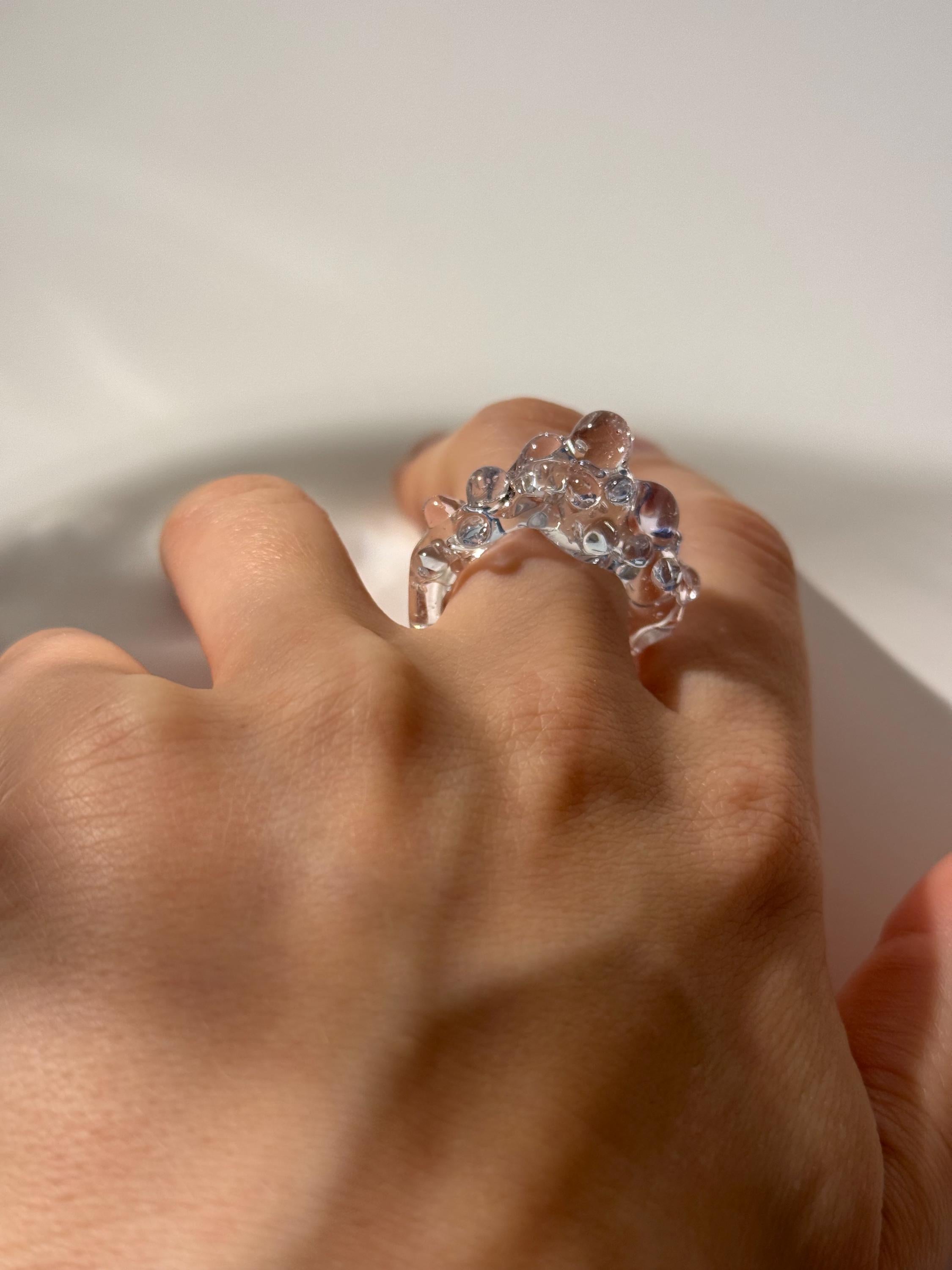 Bubbly blue and rose Glass Ring