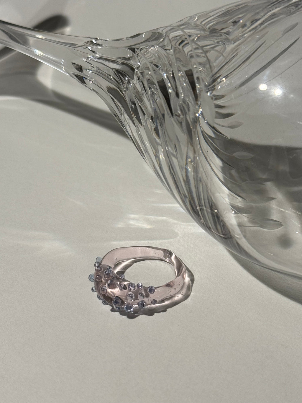 Rose and Purple Dotted Glass Ring
