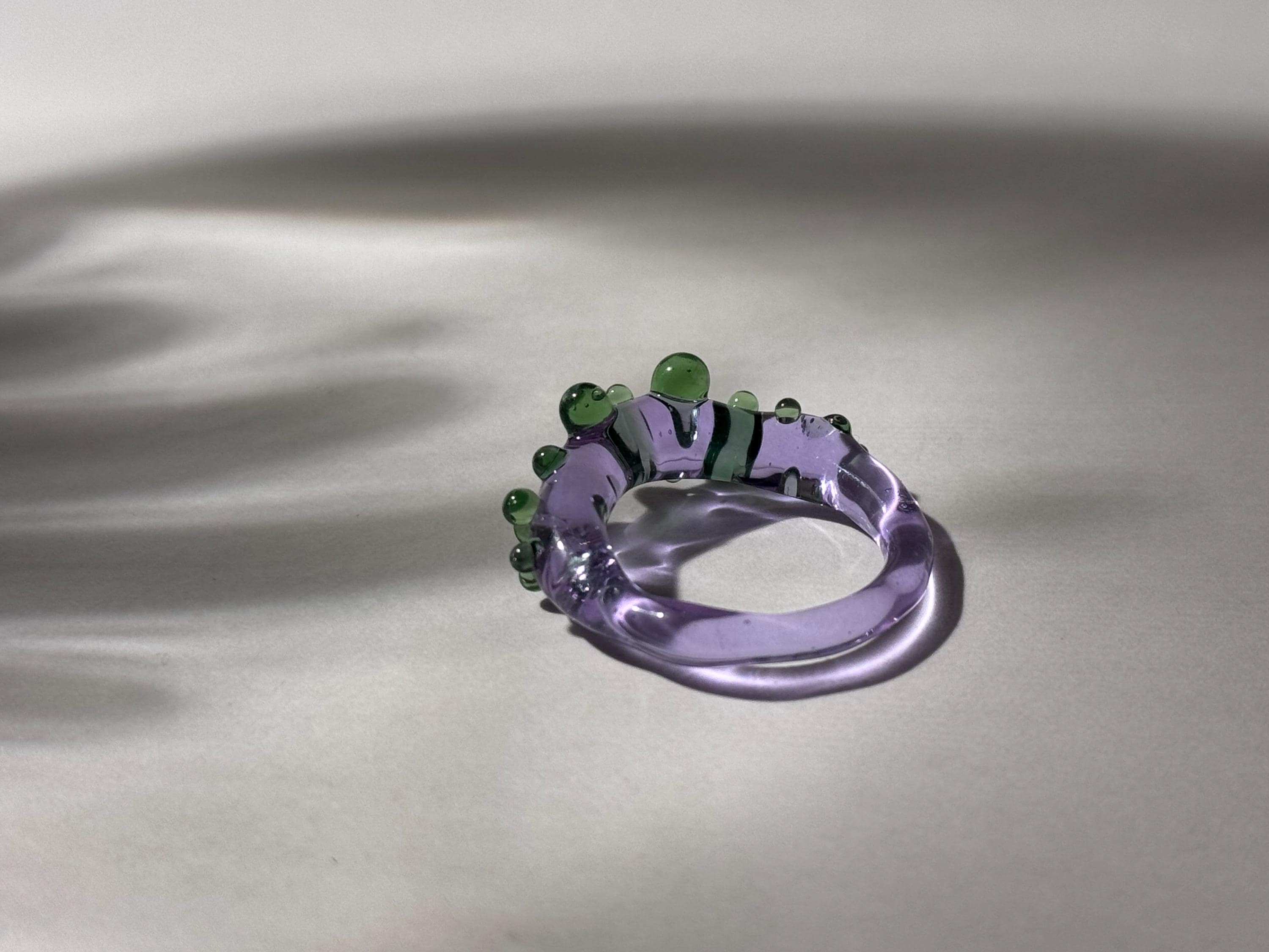 Purple and green dotted Glass Ring