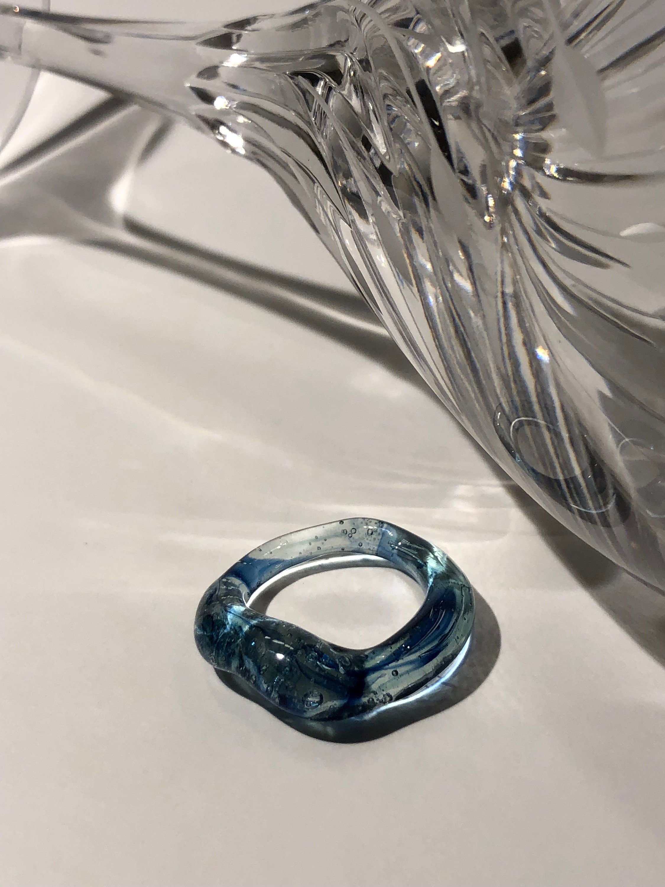 Ocean blue Glass Ring