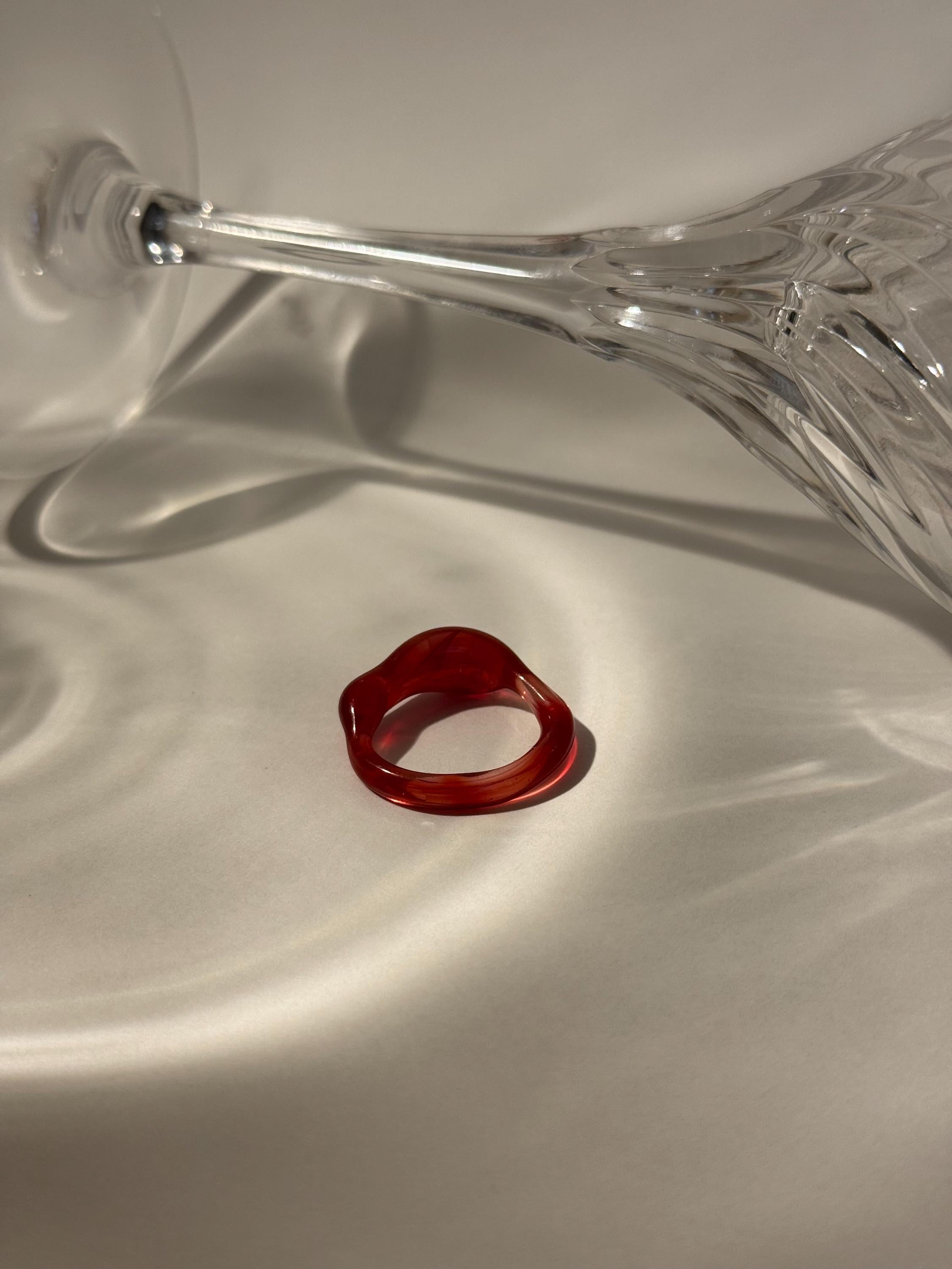 Dainty Red Glass Ring