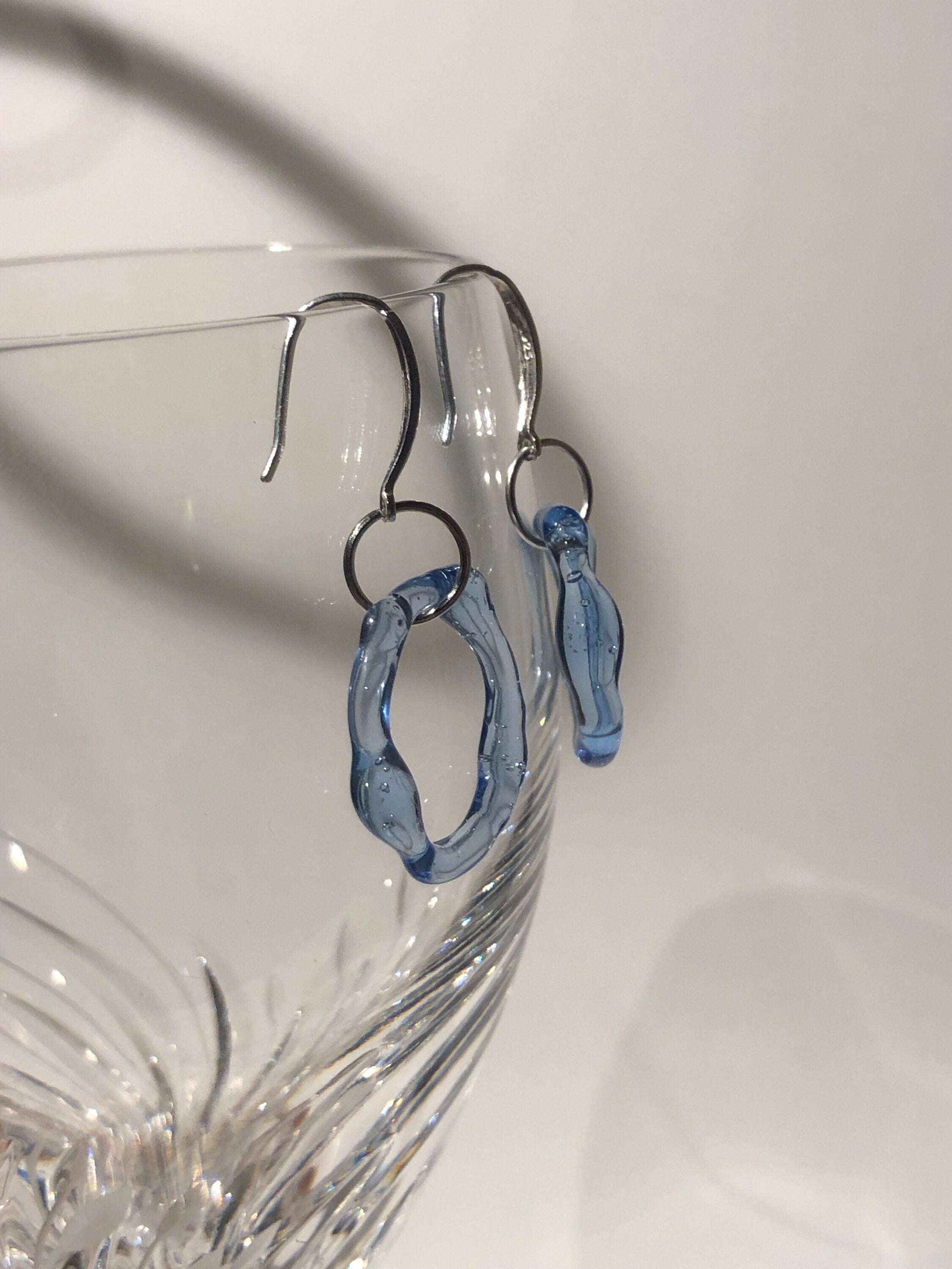 Blue circle Glass Earrings