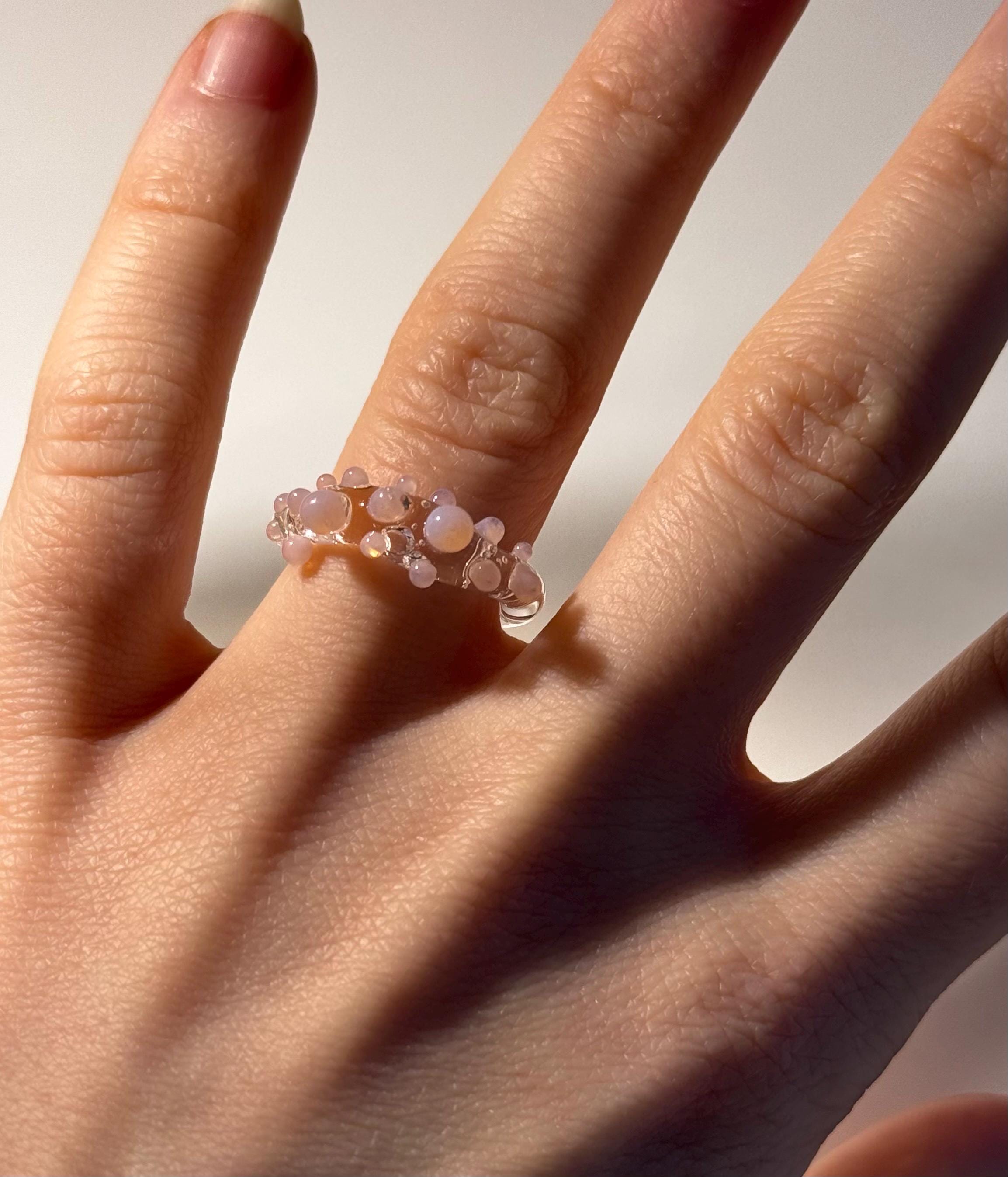 Tiny Pink Bubbles Glass Ring