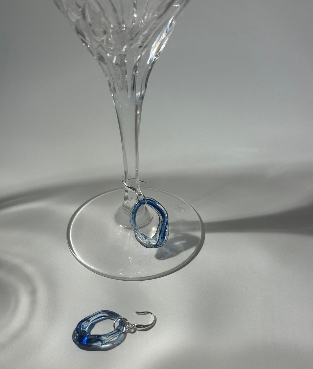 Blue swirling Glass Earrings