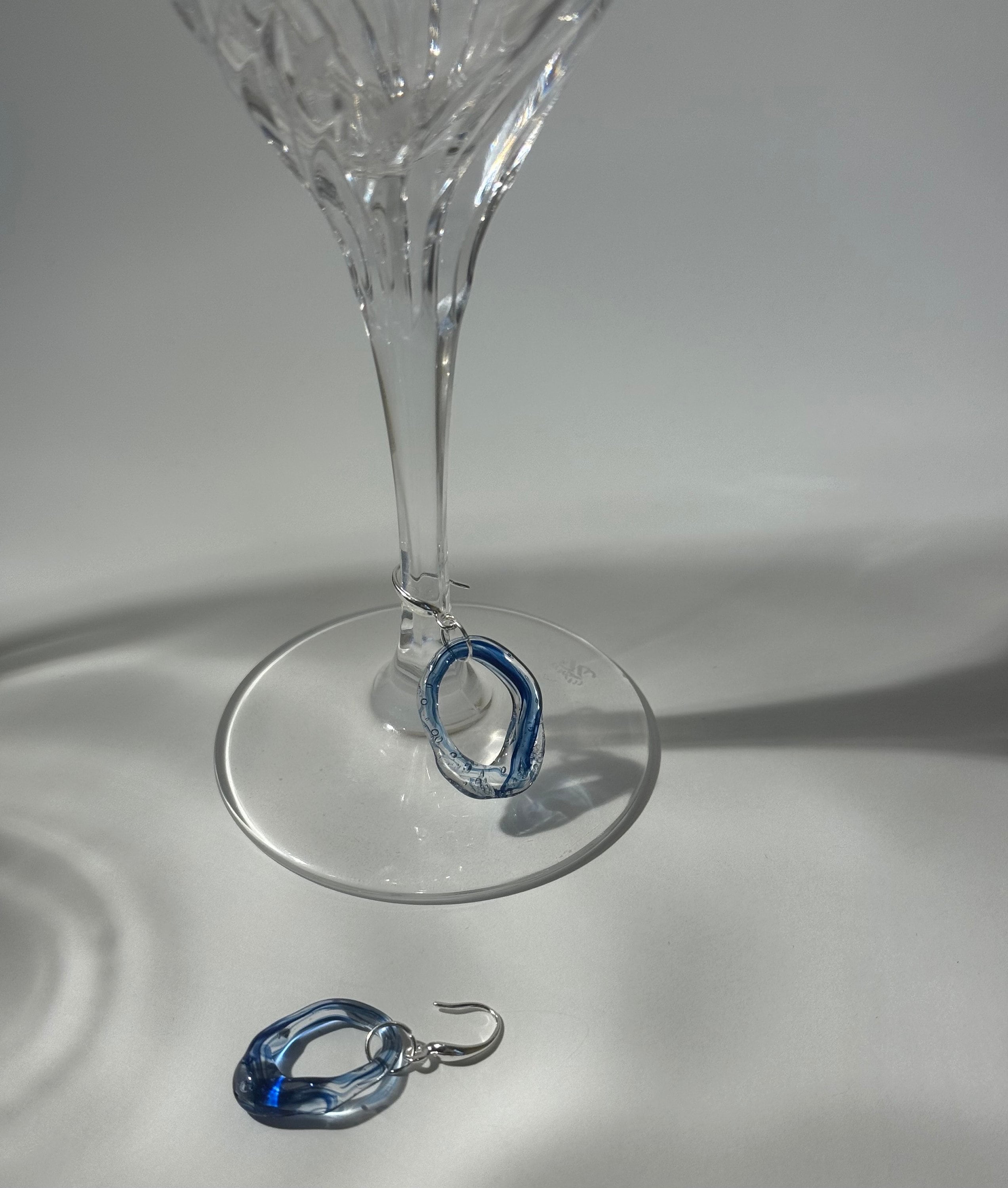 Blue swirling Glass Earrings