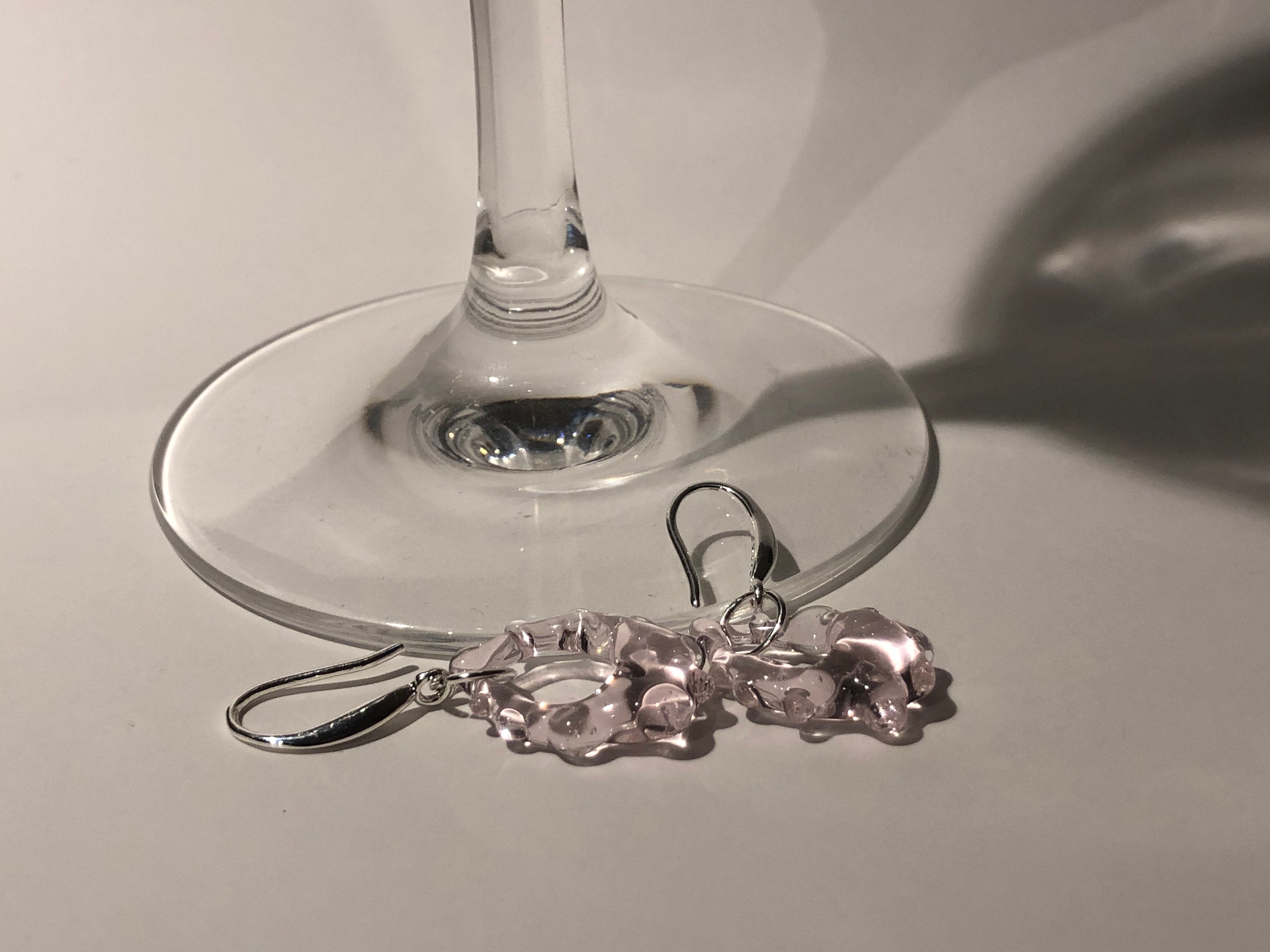 Translucent Rose Glass Earrings
