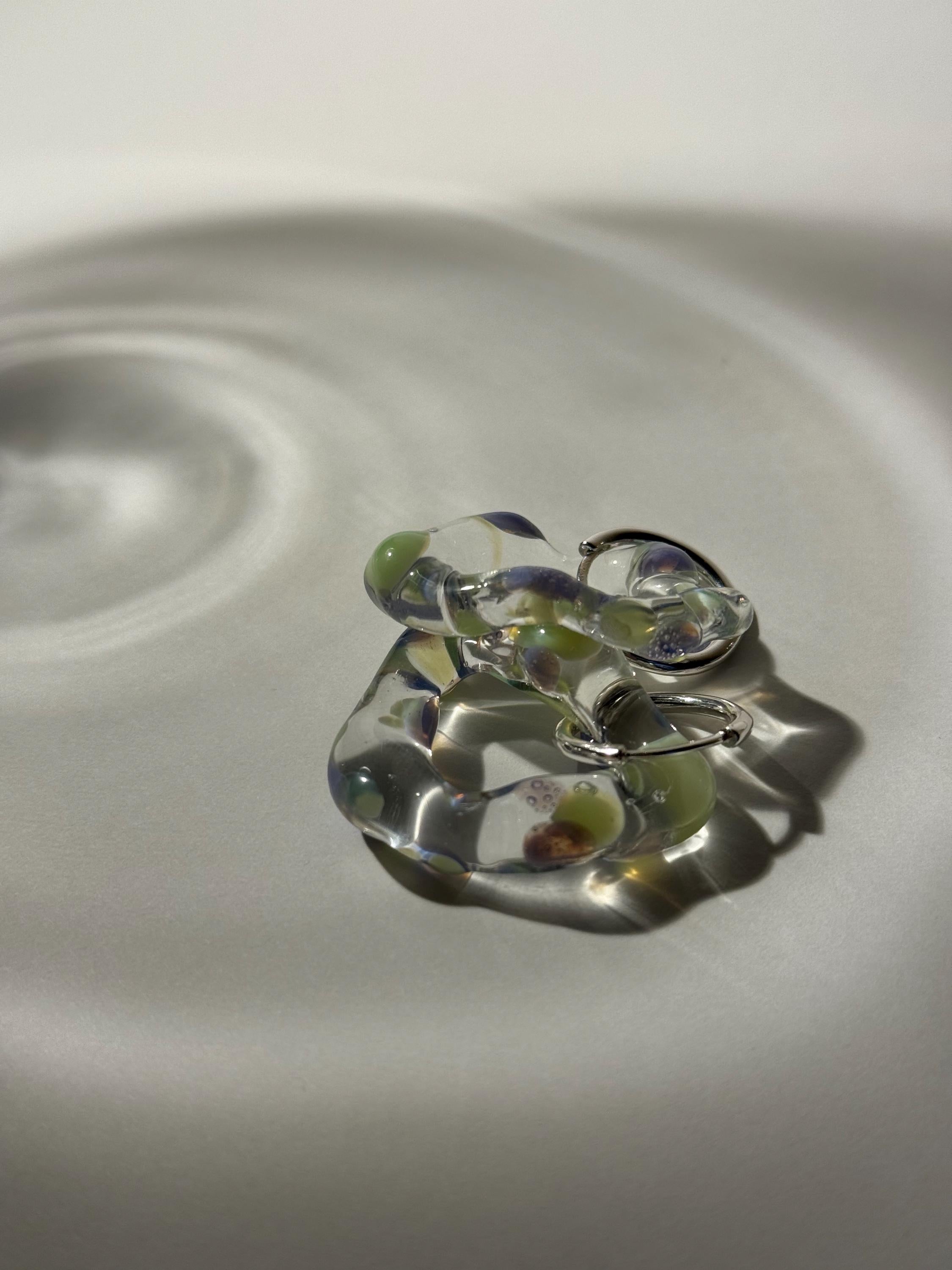 Squishy Green and Lilac Dotted Hoops