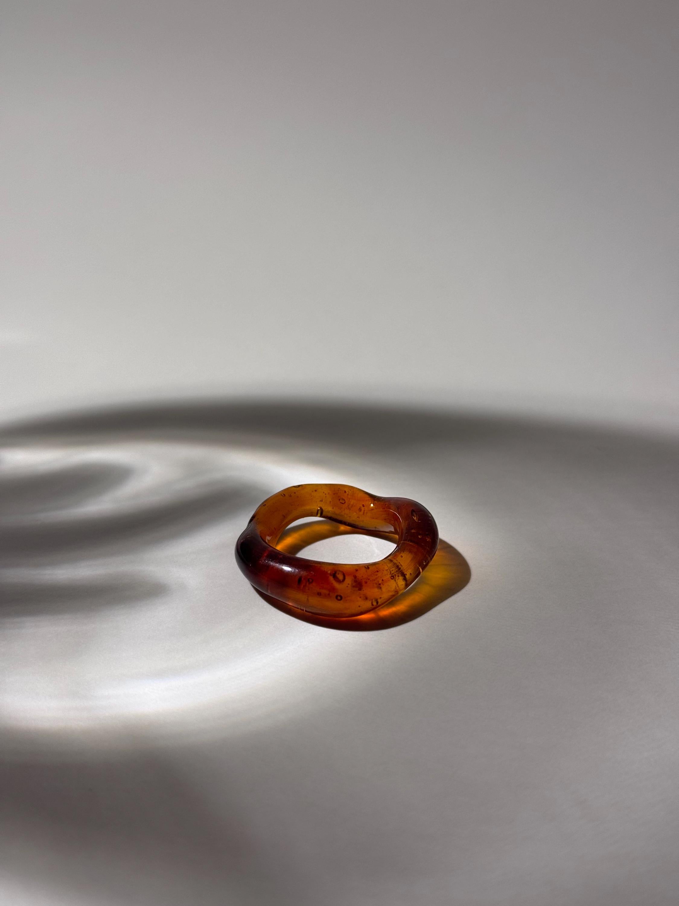 Salted caramel coloured Glass Ring