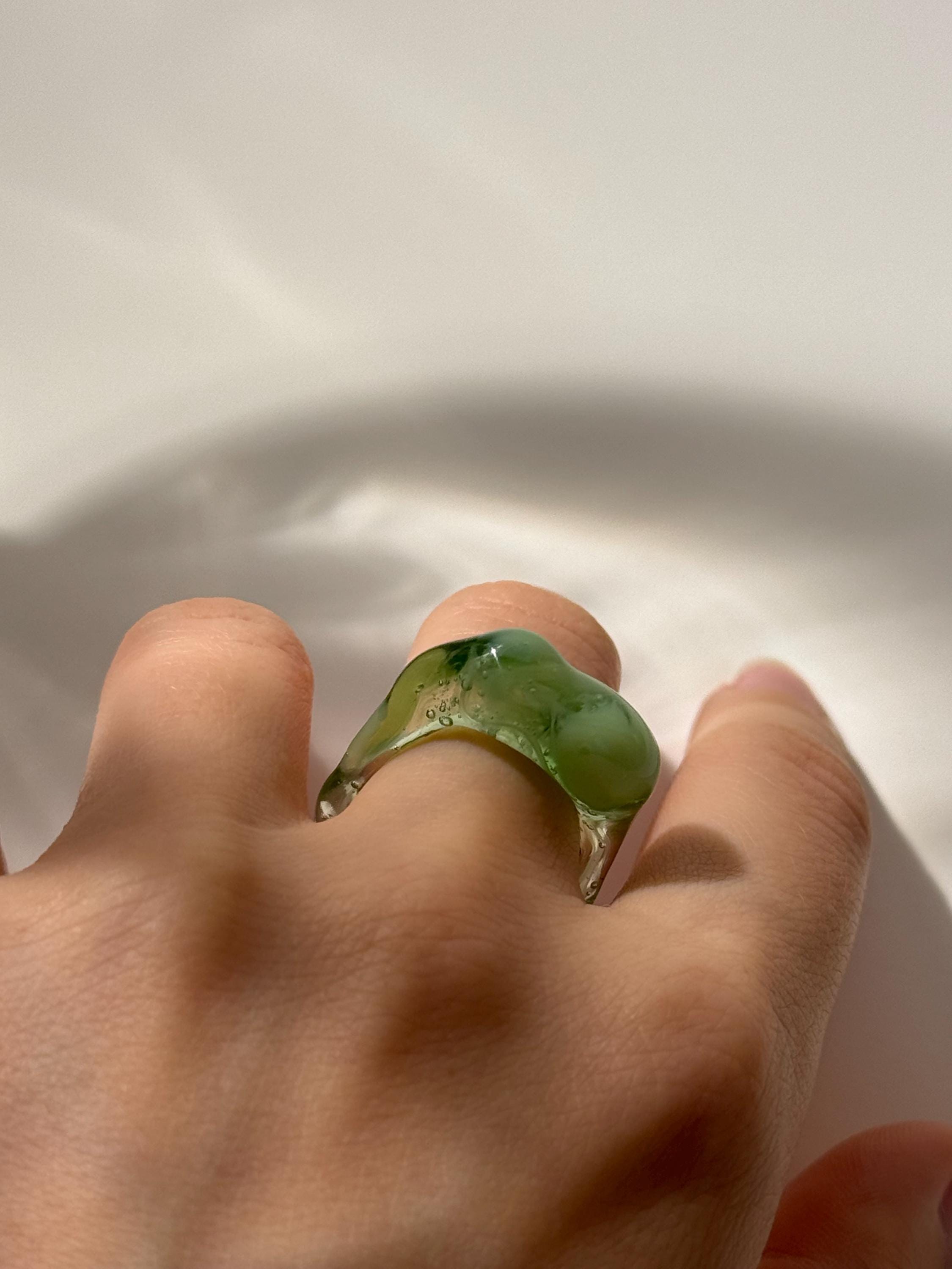 Layered Green Glass Ring