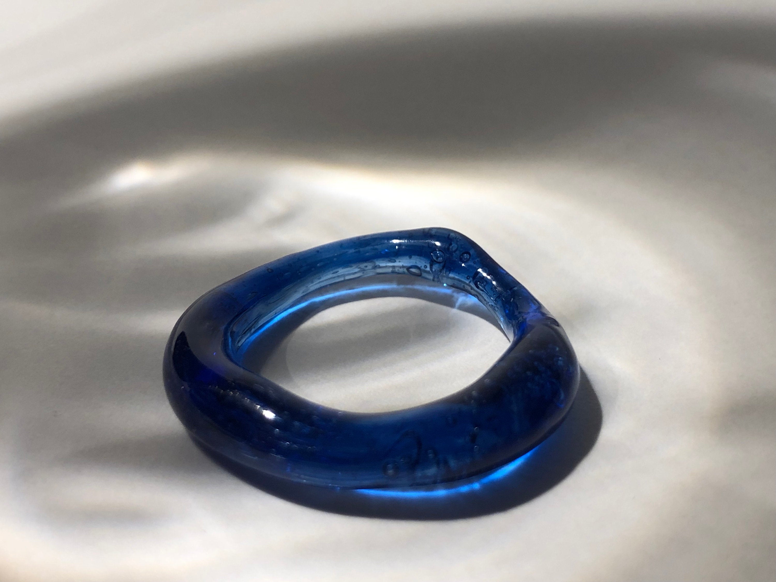 Deep blue Glass Ring