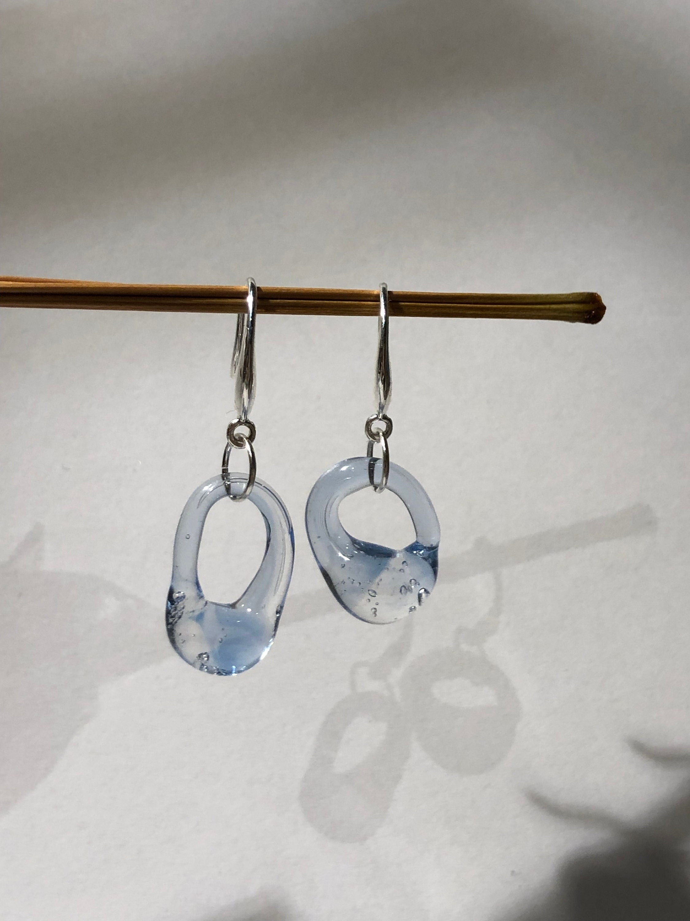 TIny Blue Glass Earrings