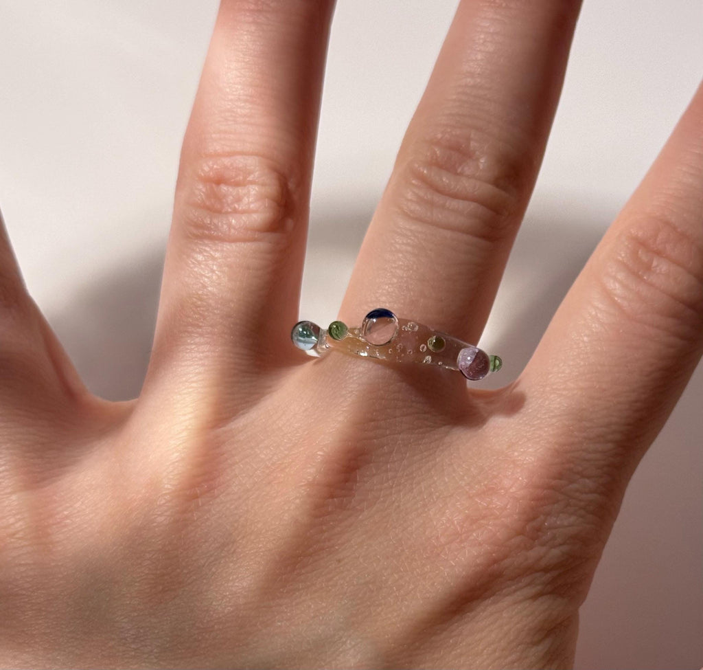 Colourful Pebbel Glass Ring