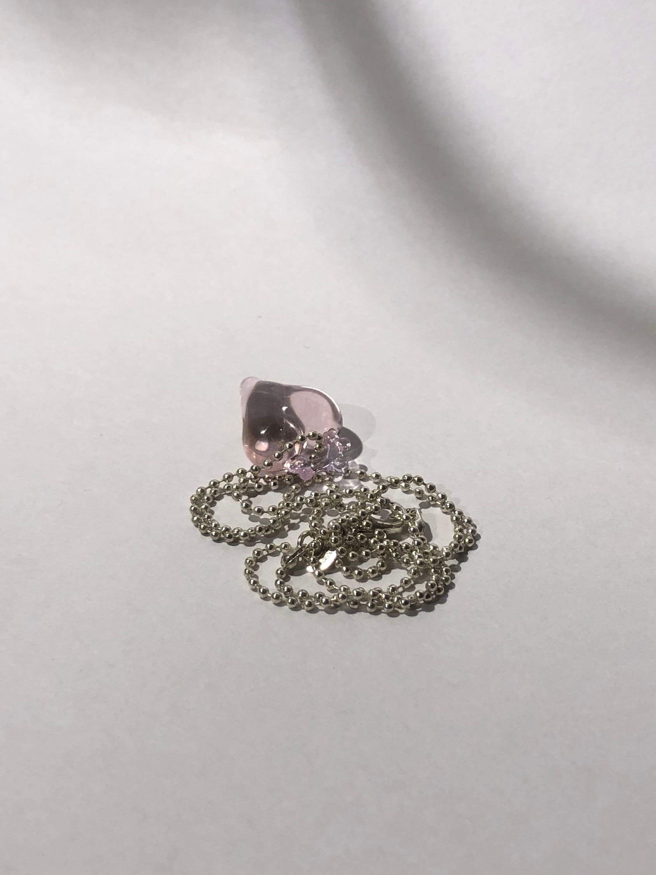 Rose Glass Heart Necklace