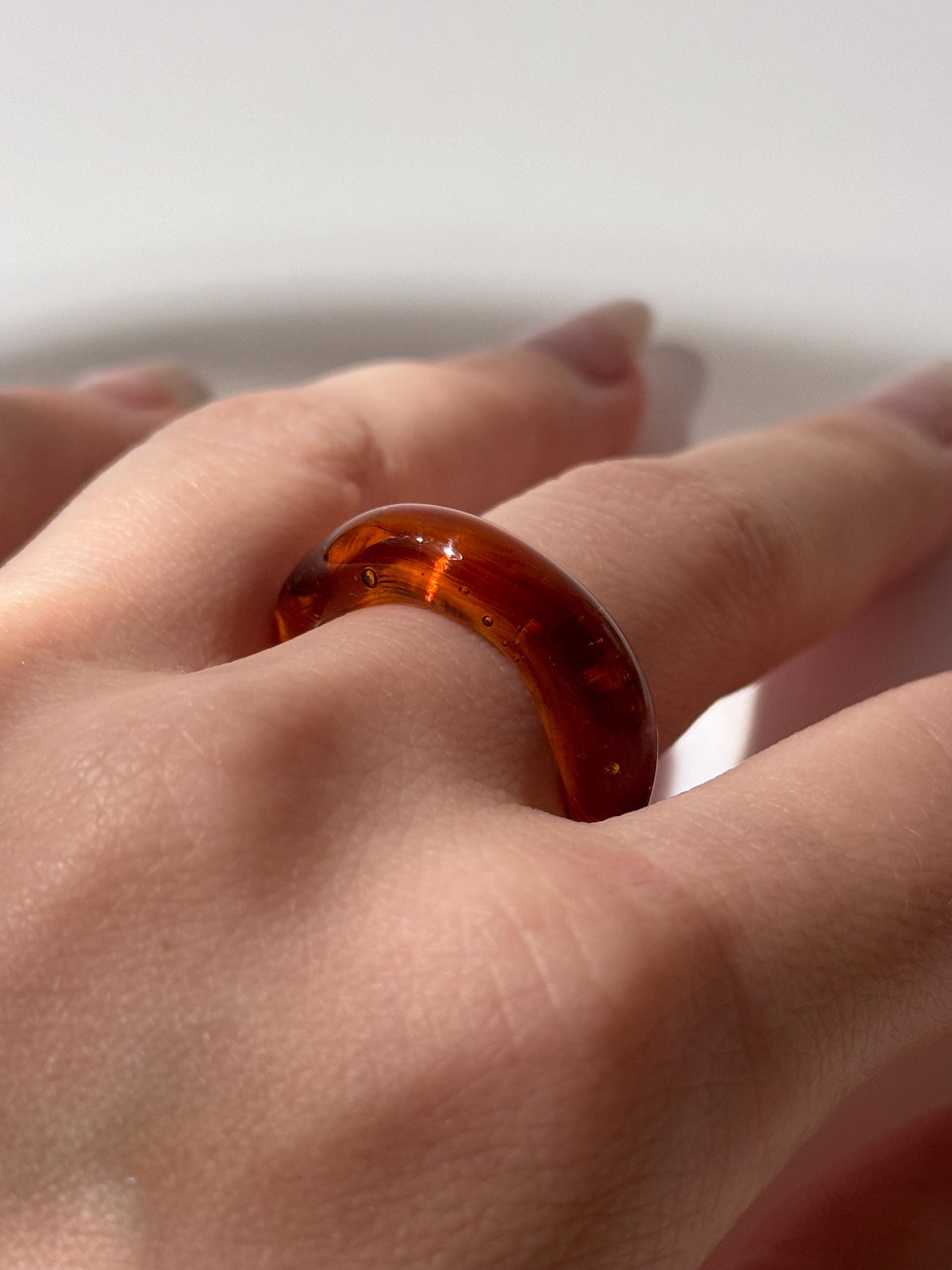 Salted caramel coloured Glass Ring