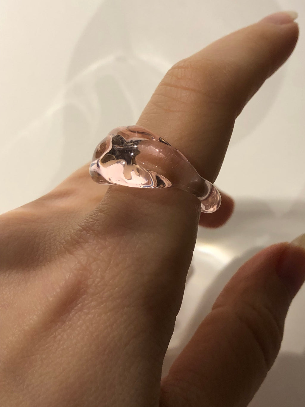 Chunky Rose Glass Ring