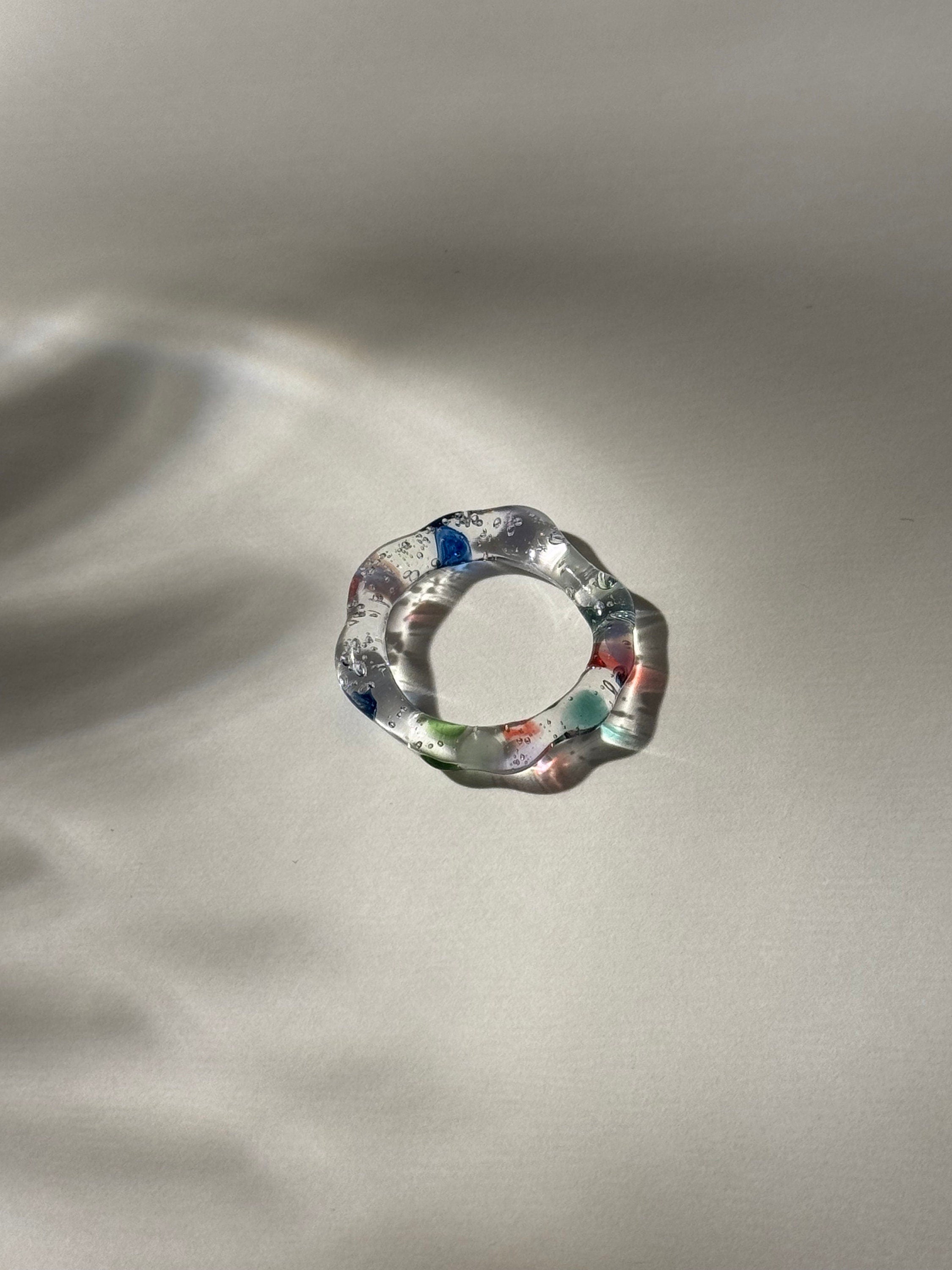 Colorful Clear Glass Ring