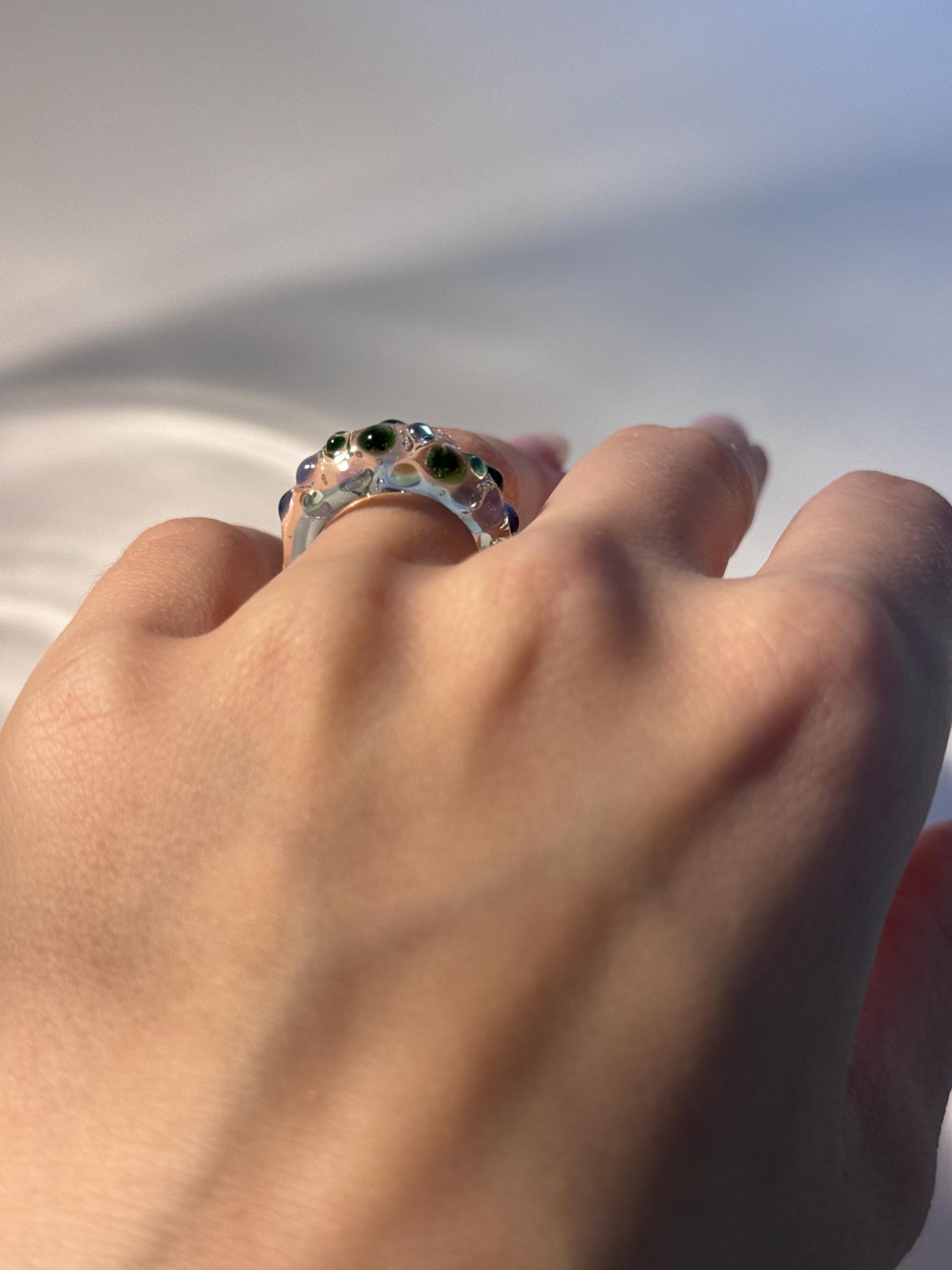 Soft colourful dotted Glass Ring