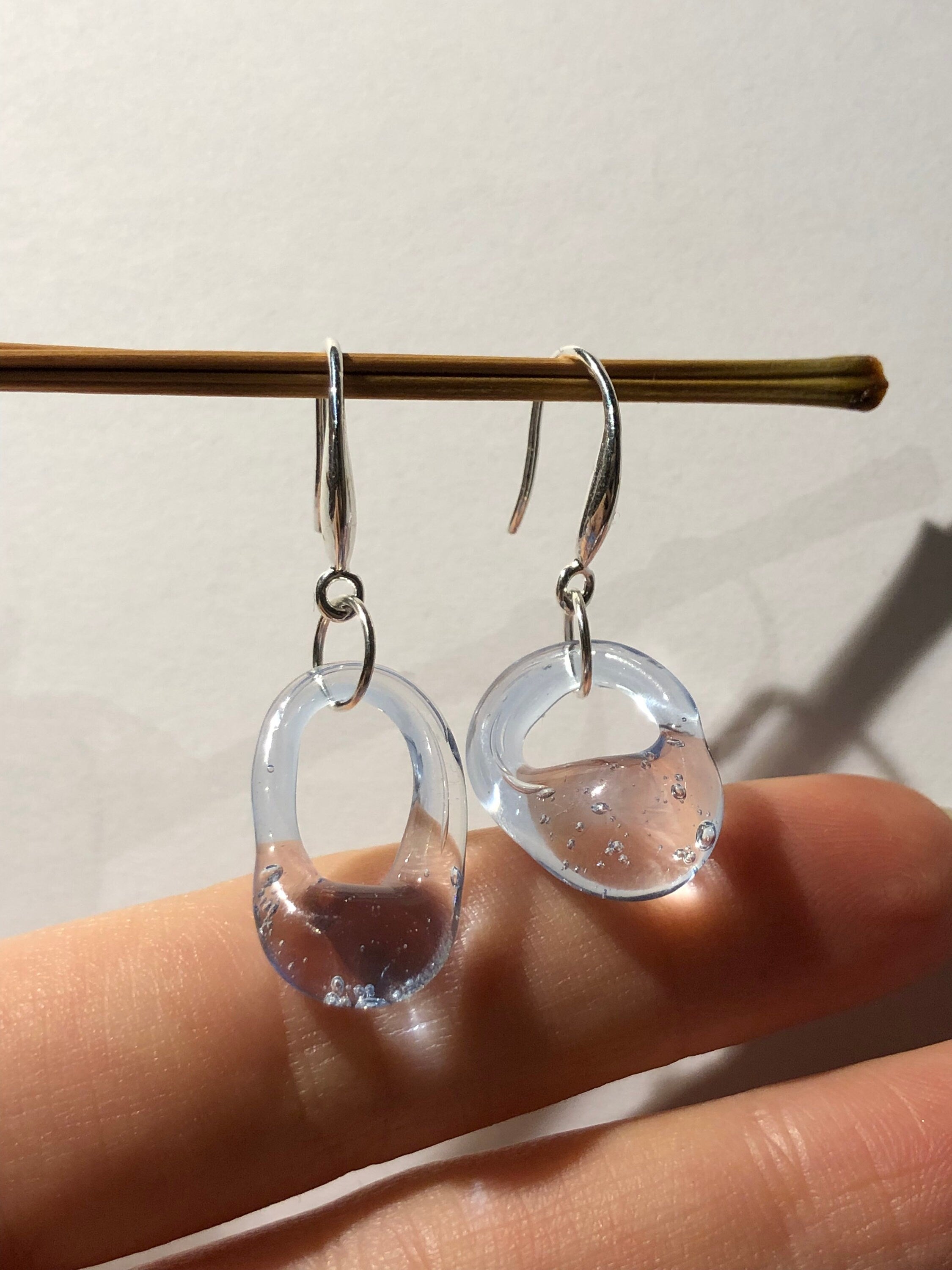 TIny Blue Glass Earrings
