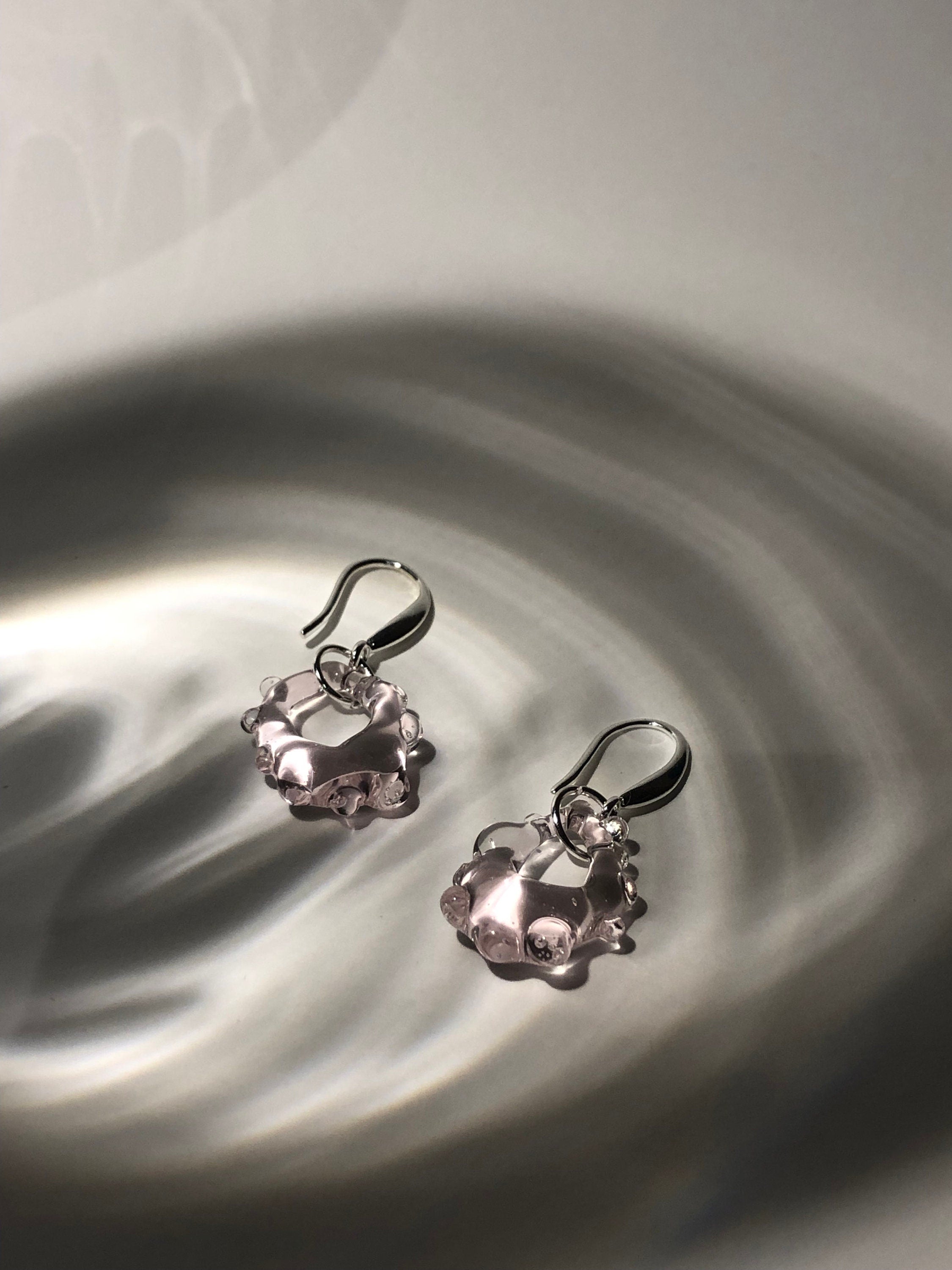 Translucent Rose Glass Earrings