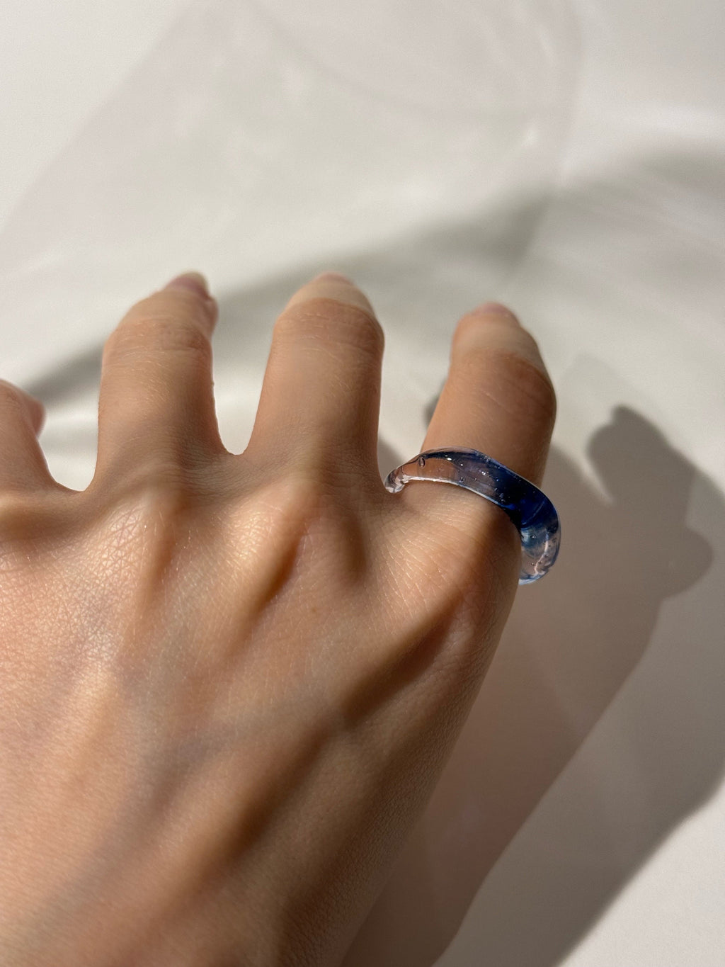 Mesmerizing Blue and Rose Glass Ring