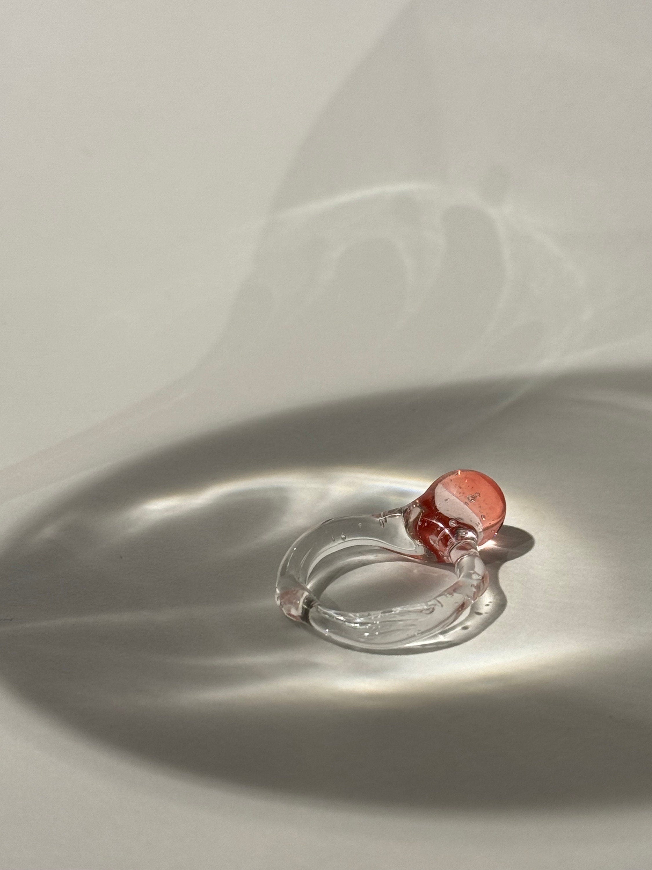 Red and Rose Layered  Glass Ring