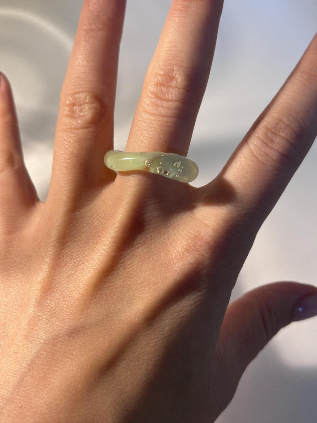 Mint Green Matcha swirl Glass Ring