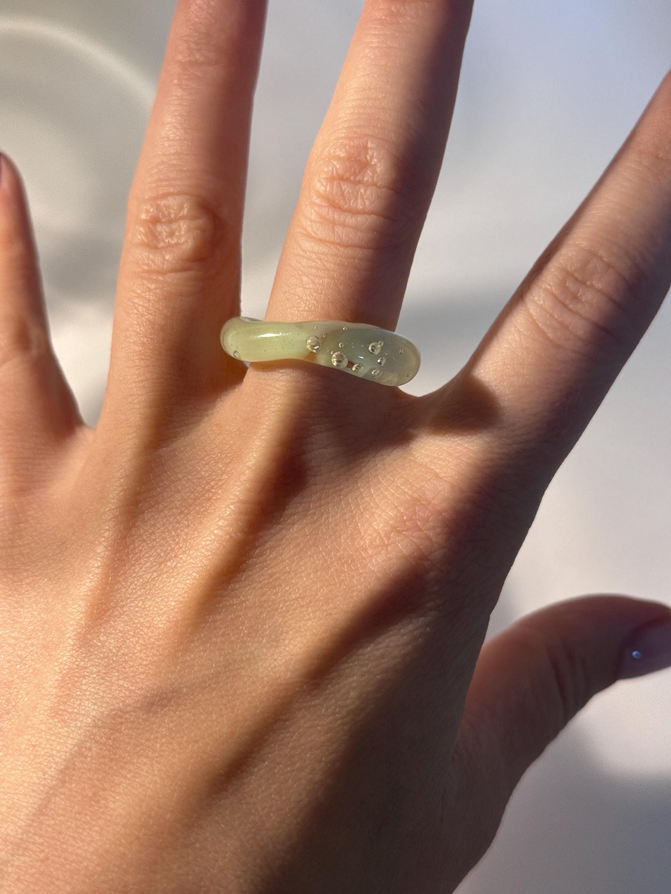 Mint Green Matcha swirl Glass Ring