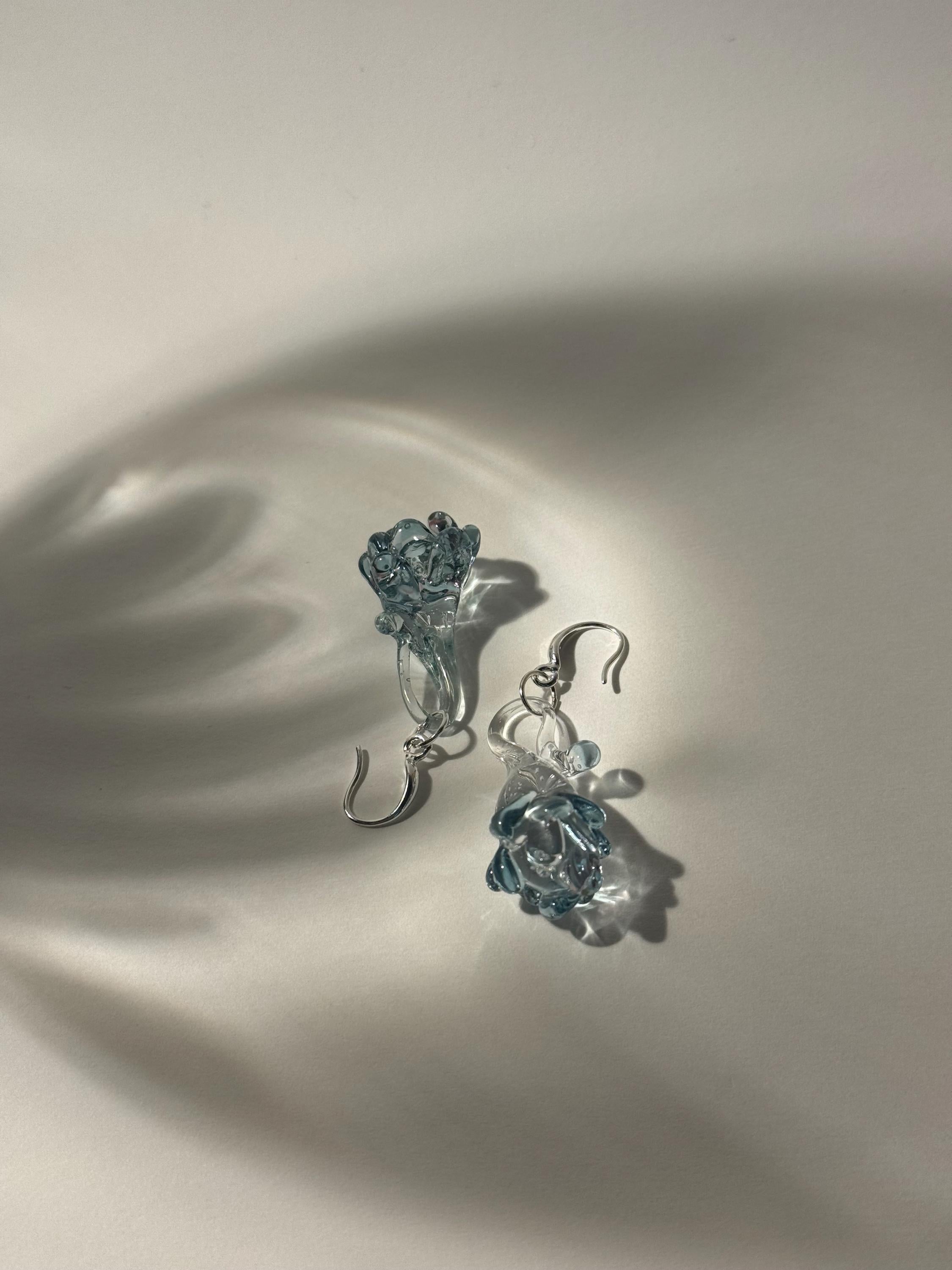 Soft Blue Blossom Flower Earrings