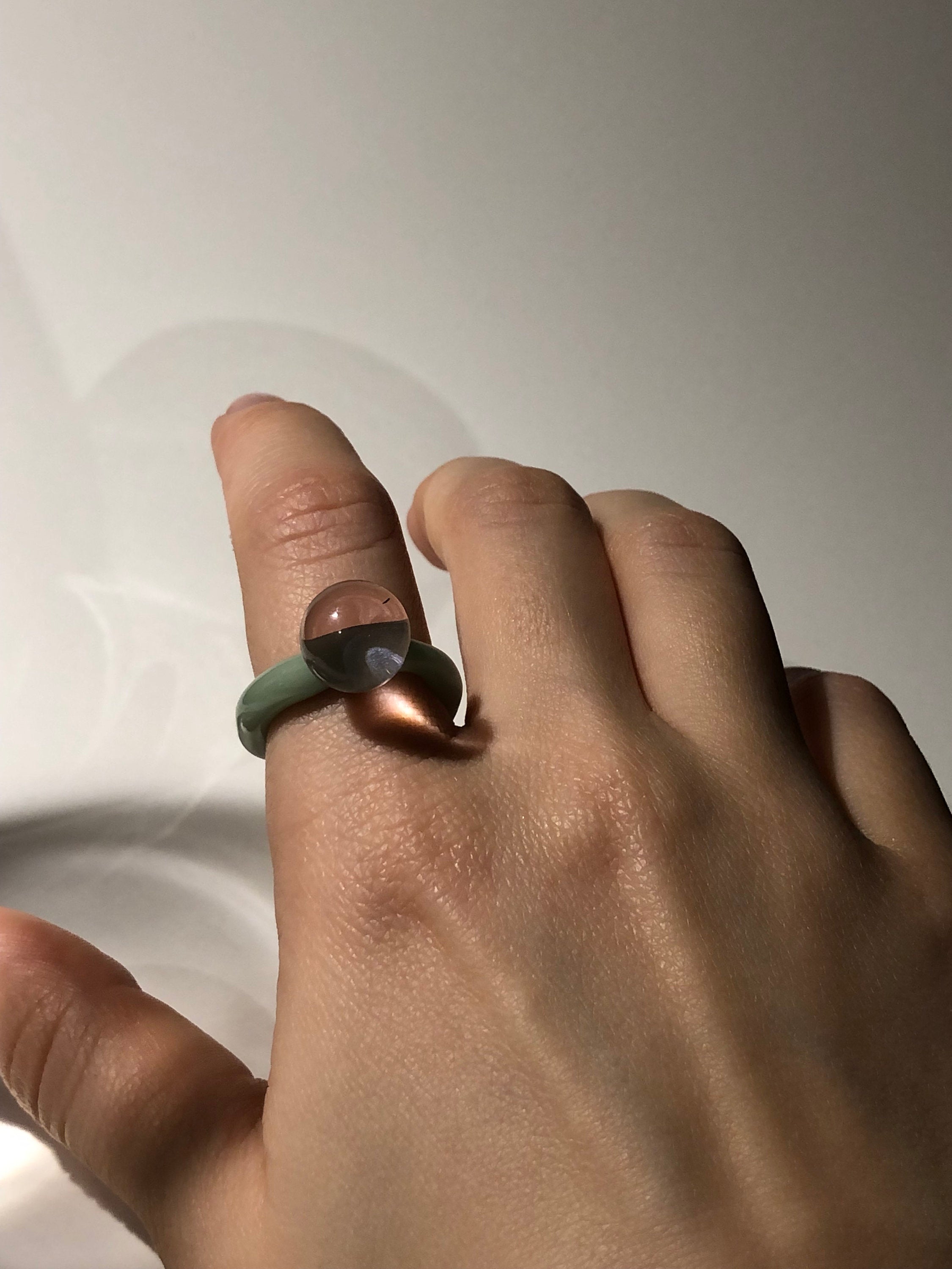 Bubbly mint and rose glass ring