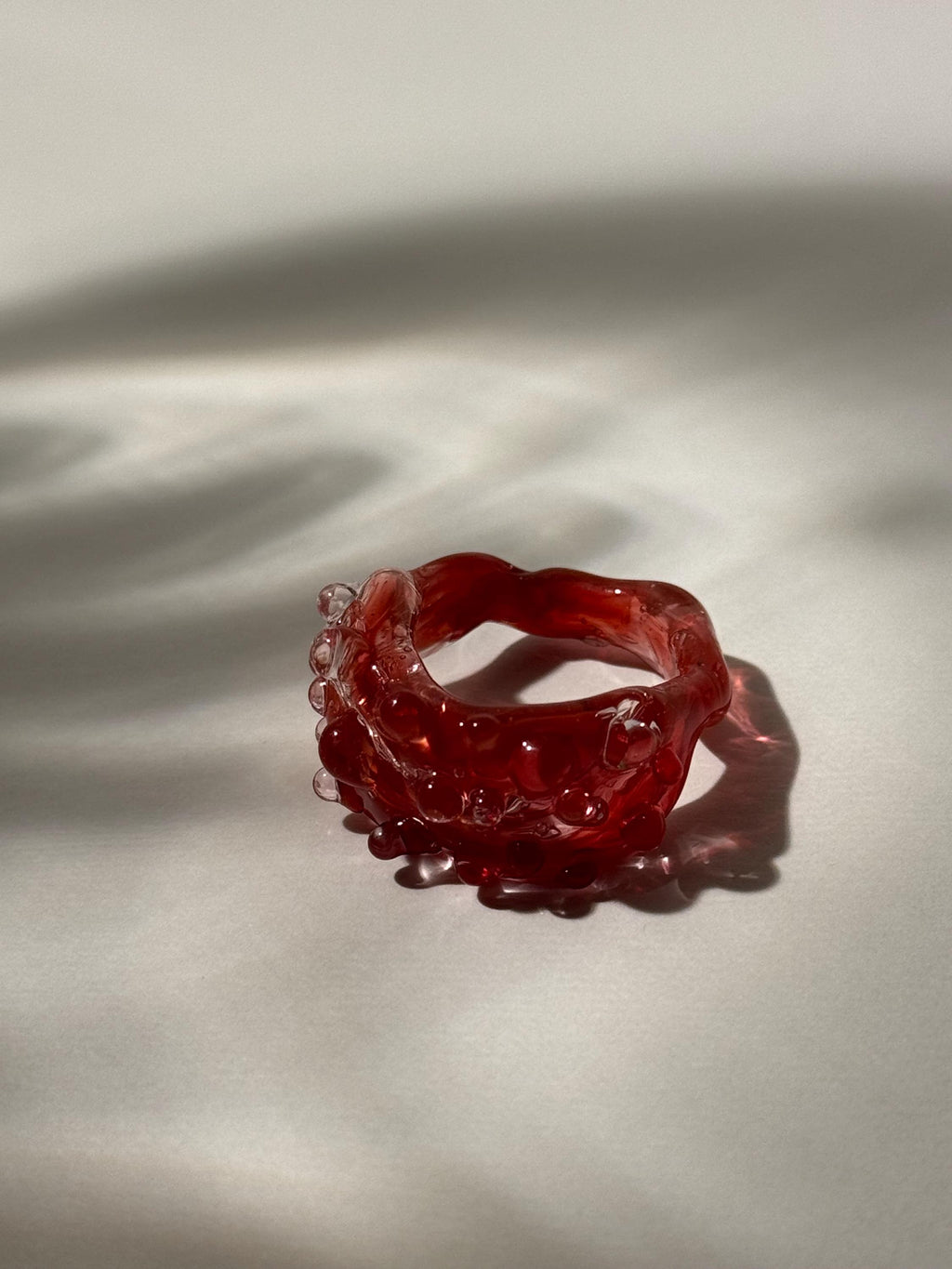 Chunky Red Glass Ring