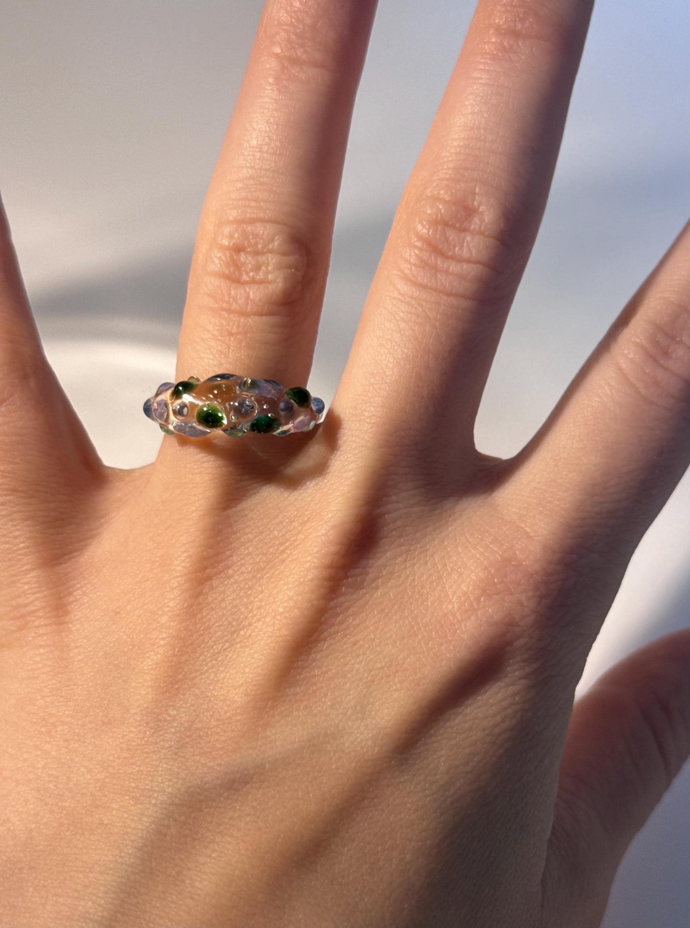 Soft colourful dotted Glass Ring