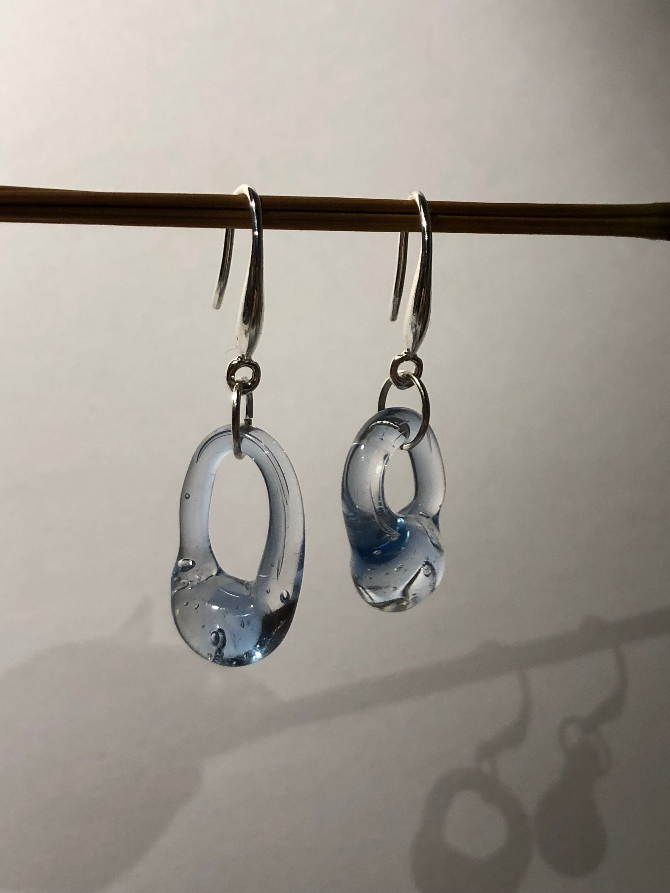 TIny Blue Glass Earrings