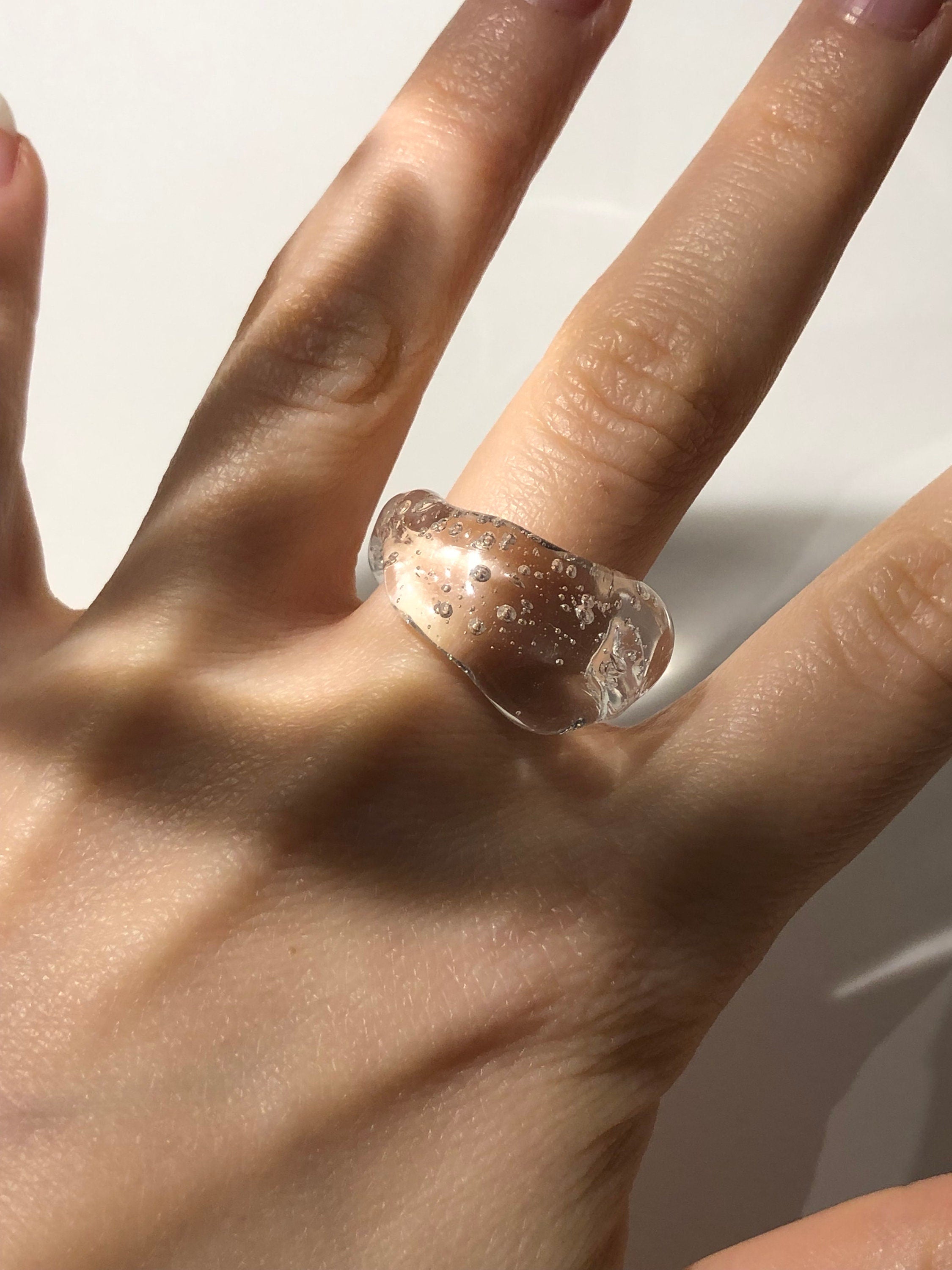 Chunky Clear Glass Ring